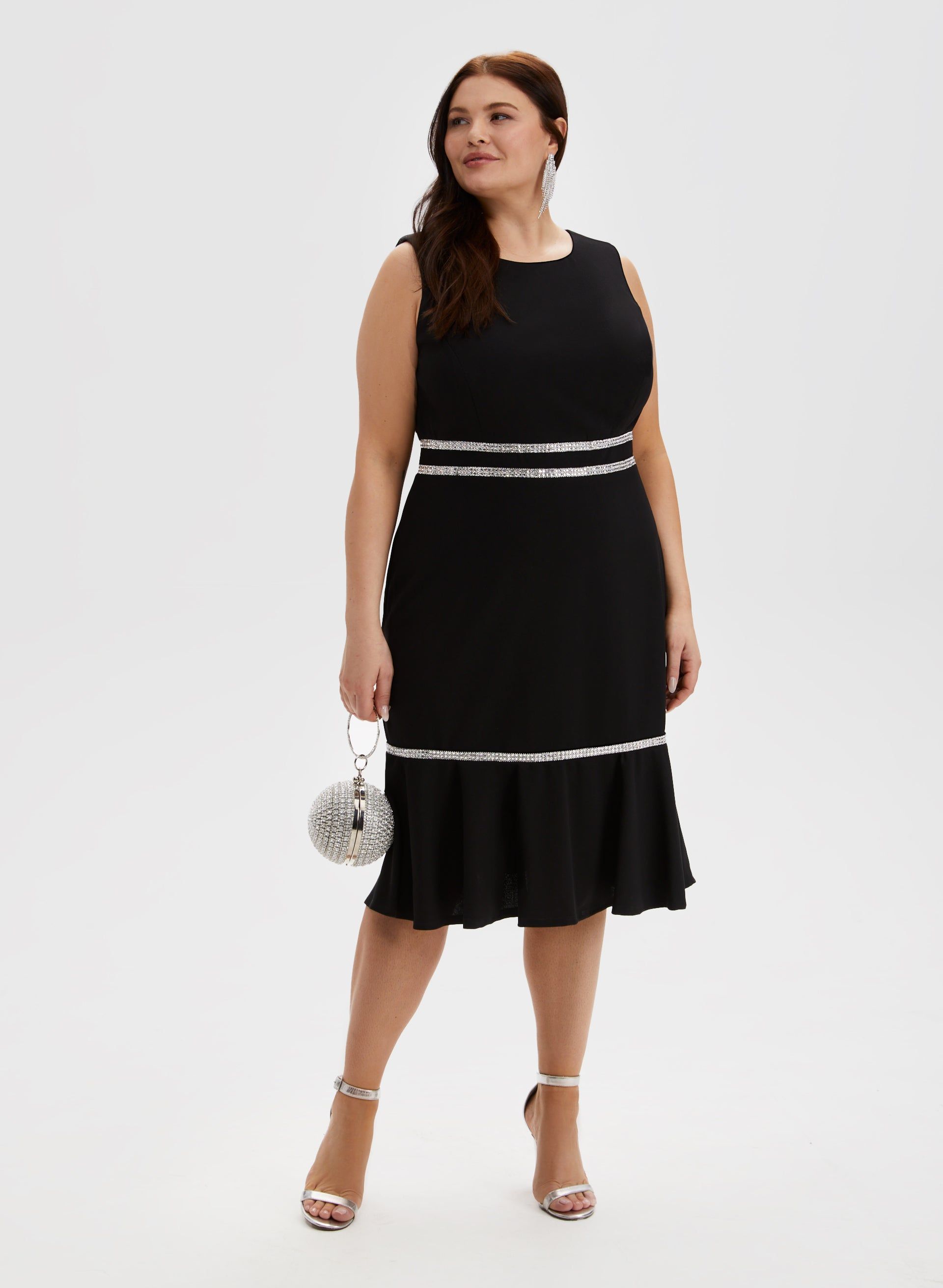 Glitter Trim Sleeveless Dress sold by Laura