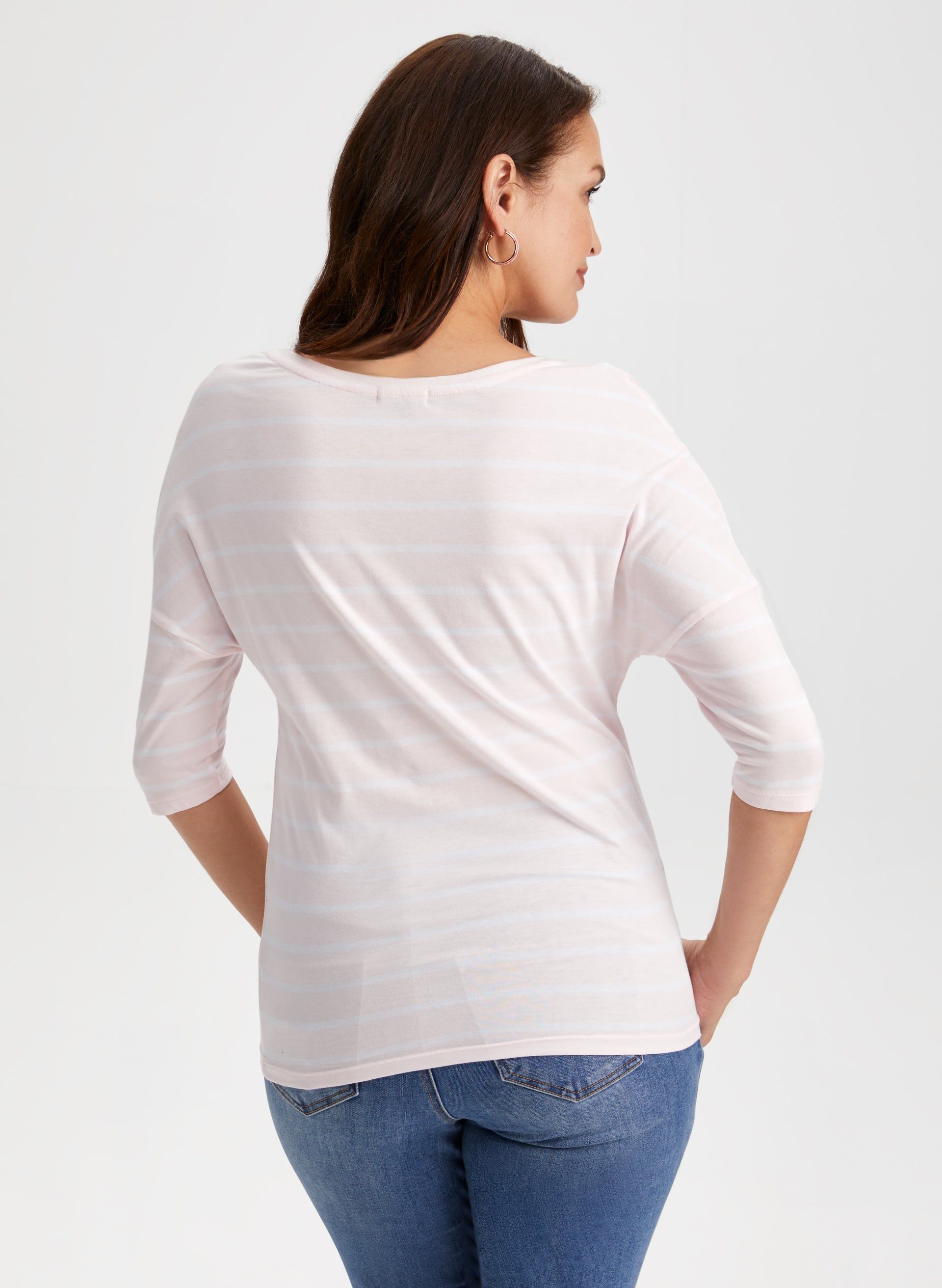 Stripe Print 3/4 Sleeve Tee sold by Laura product image thumbnail 4