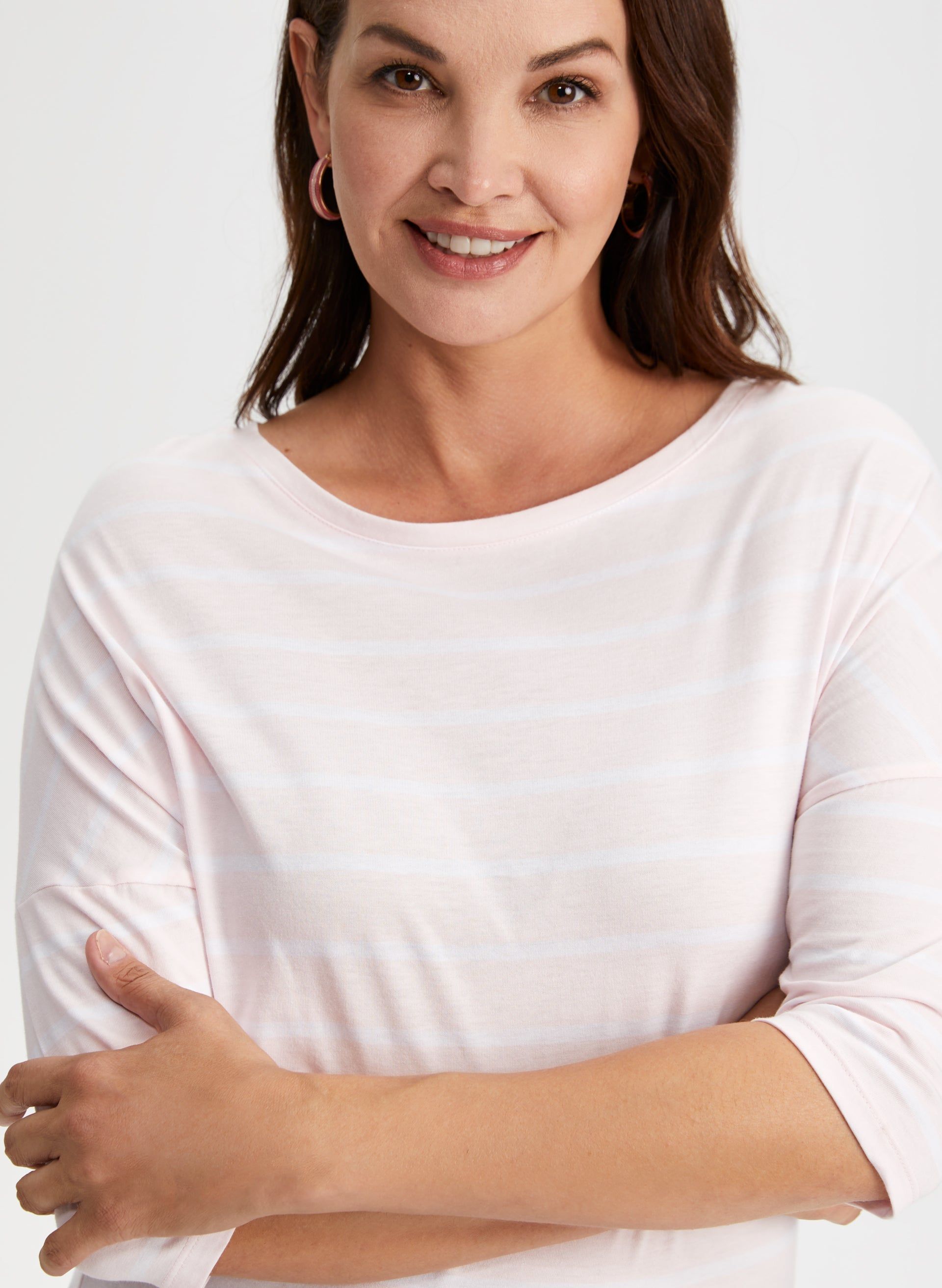 Stripe Print 3/4 Sleeve Tee sold by Laura product image thumbnail 2