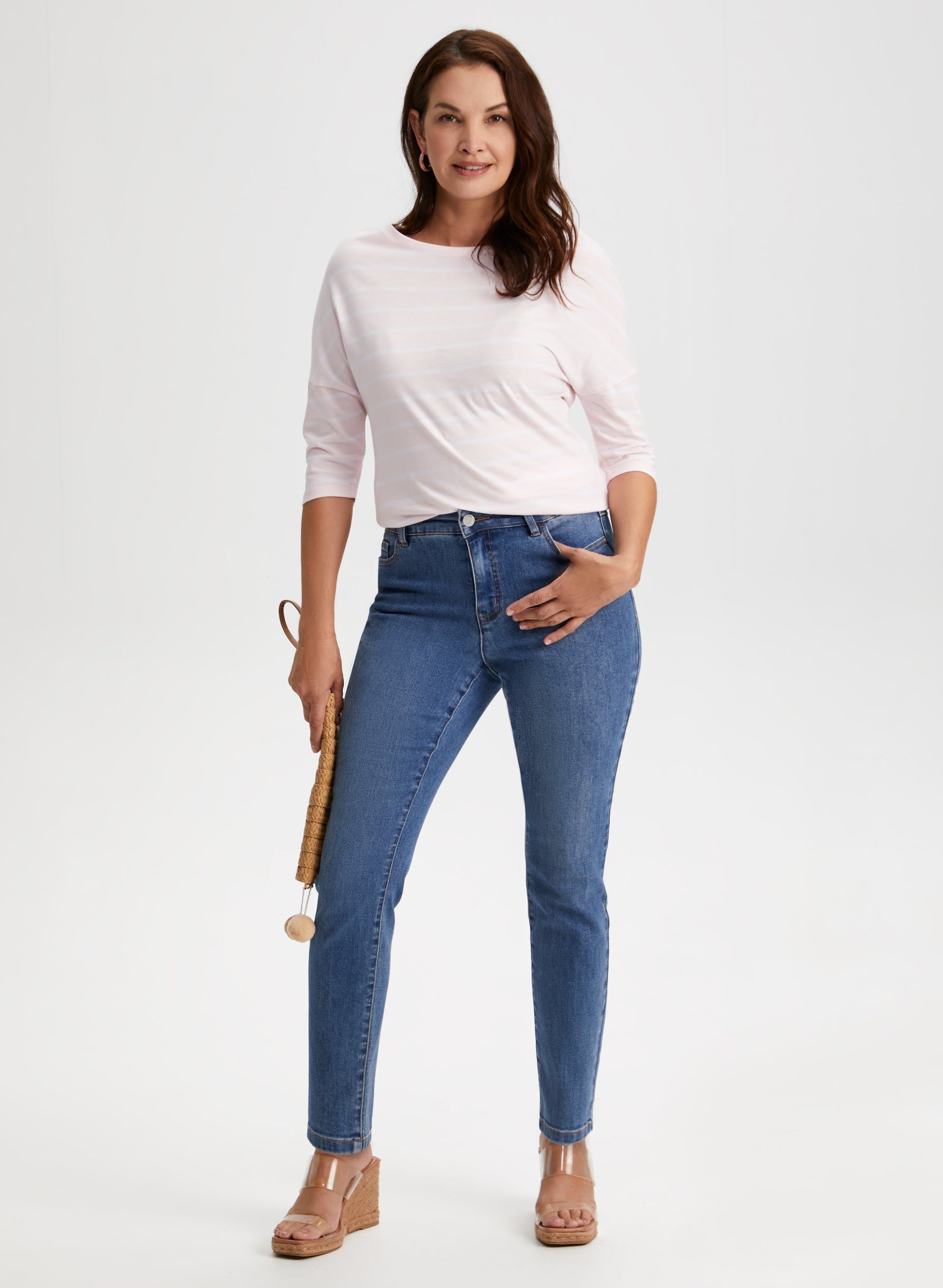 Stripe Print 3/4 Sleeve Tee sold by Laura product image thumbnail 3