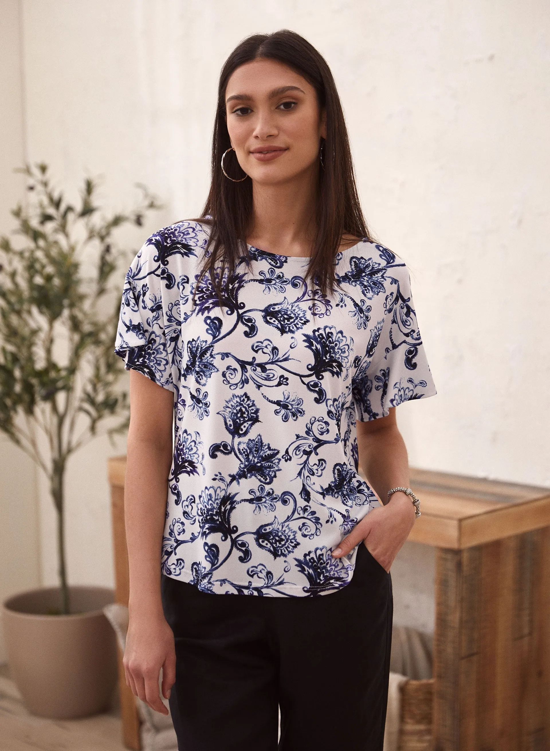 Paisley Print Bell Sleeve Top sold by Laura