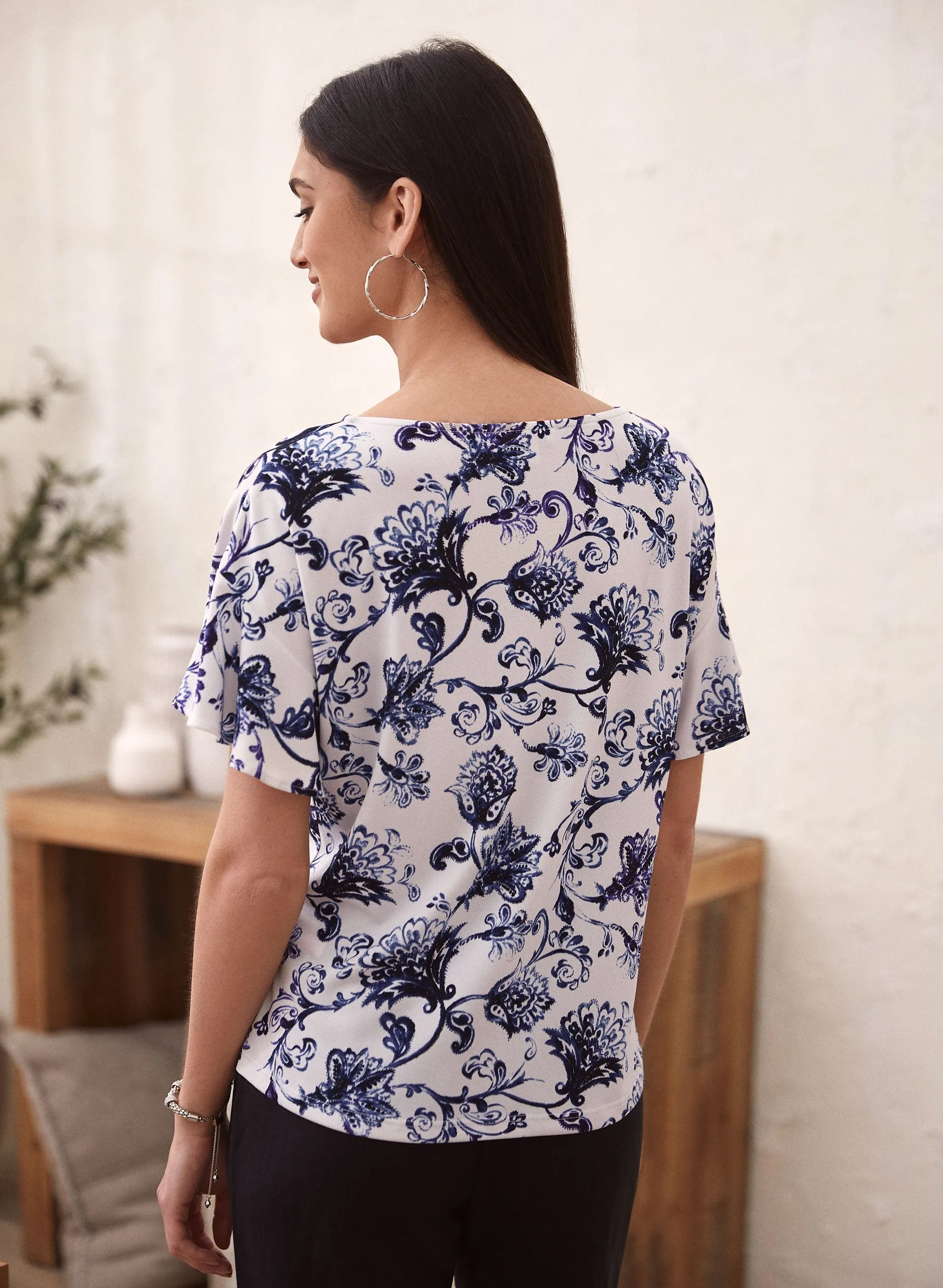 Paisley Print Bell Sleeve Top sold by Laura product image thumbnail 4