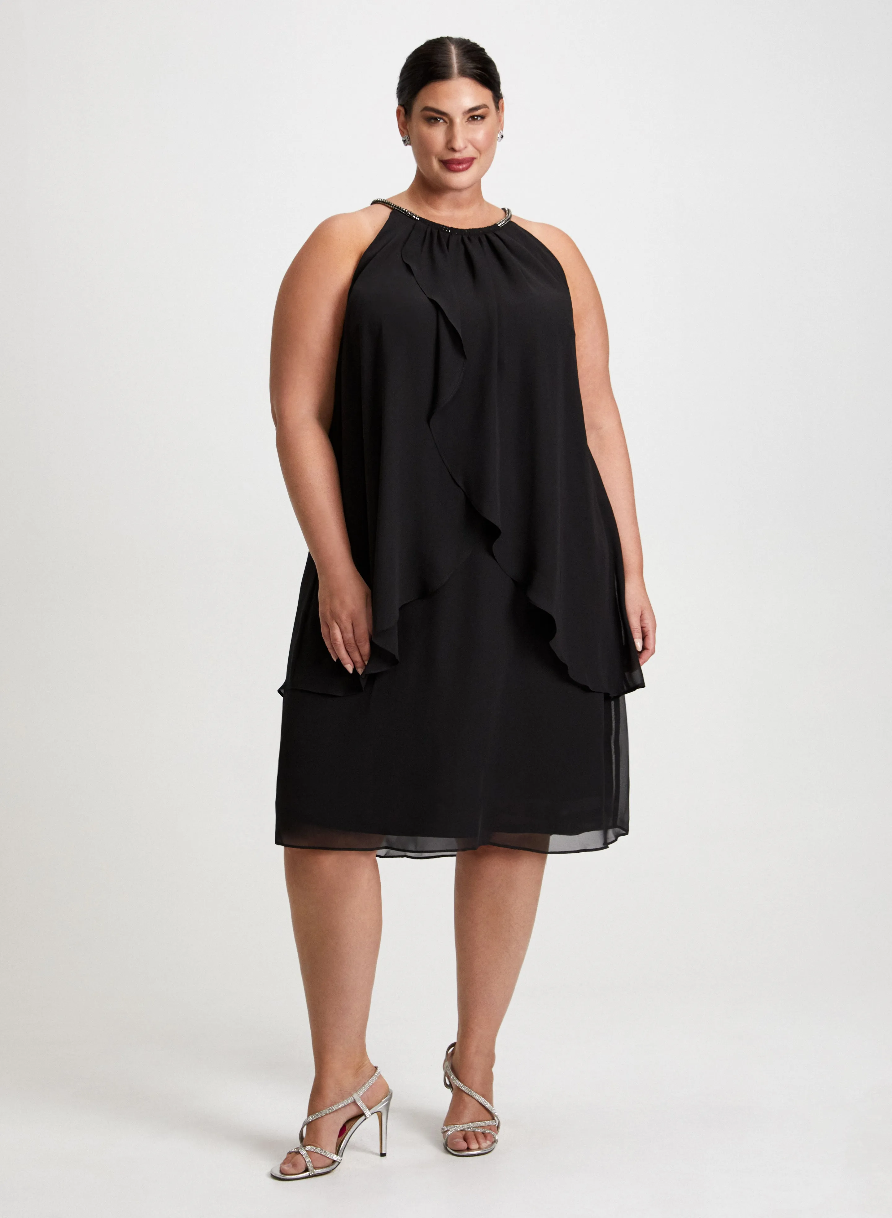 Halter Neck Dress & Clover Earrings sold by Laura