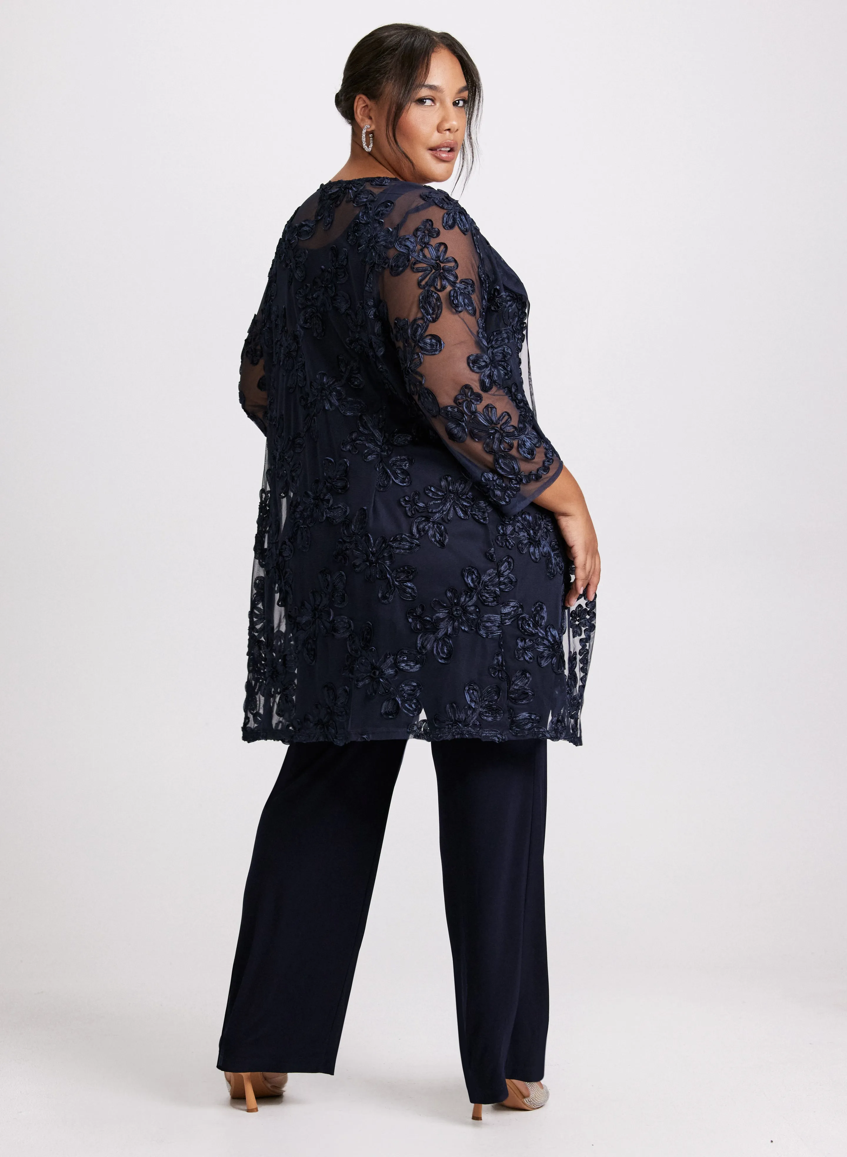 Sheer Floral Jacket, Camisole & Pant Set sold by Laura product image thumbnail 3