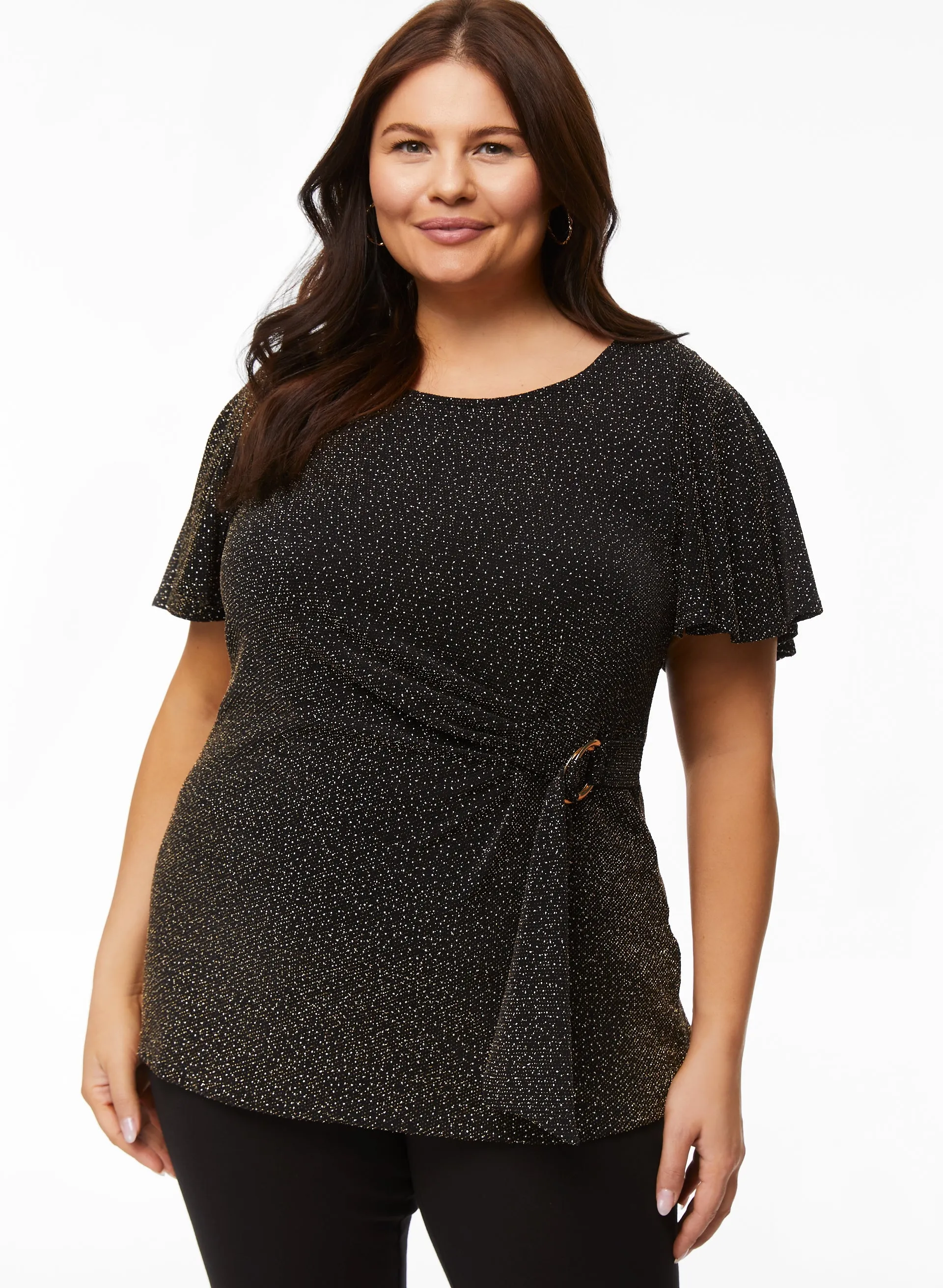 Short Sleeve Buckle Detail Top sold by Laura