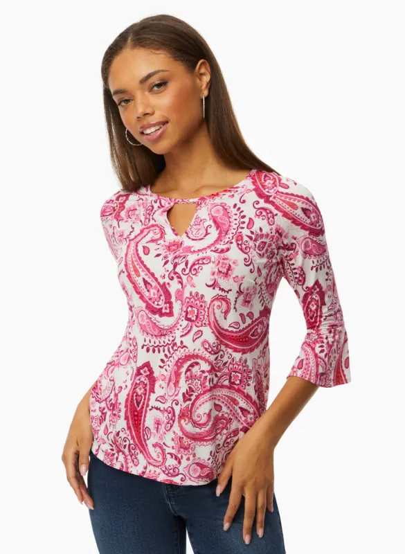 Paisley Print Keyhole Top sold by Laura