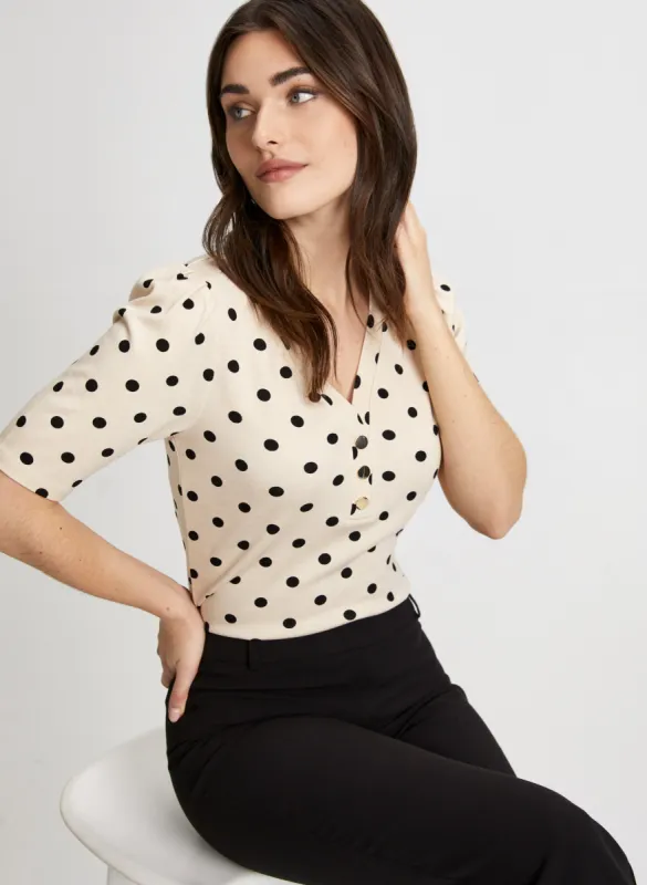 Polka Dot V-Neck Top sold by Laura