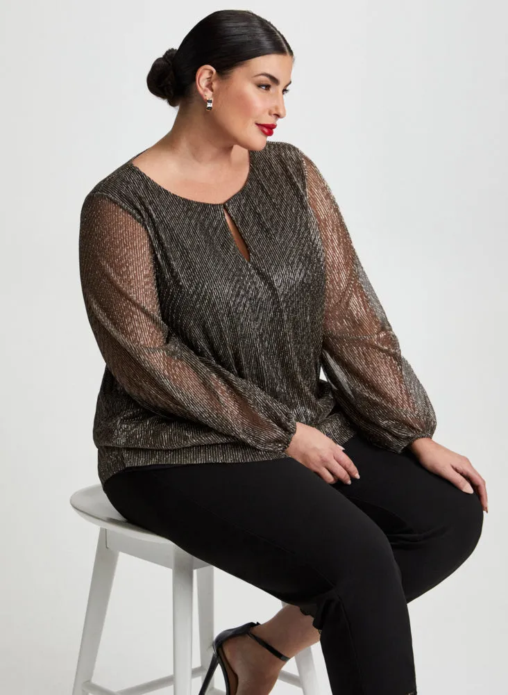 Plissé Top & Lace Trim Pants sold by Laura