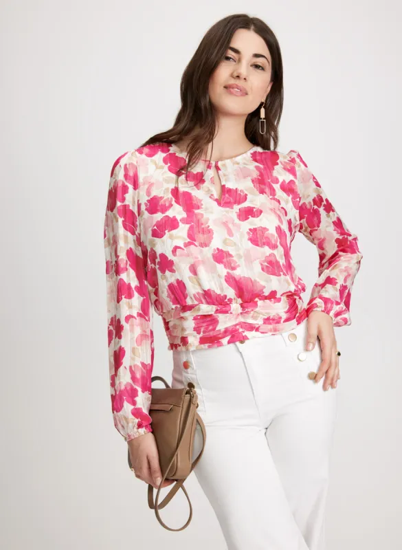 Floral Smocked Hem Blouse sold by Laura