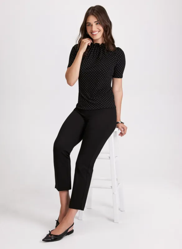 Polka Dot Mock Neck Top & Straight Leg Pants sold by Laura