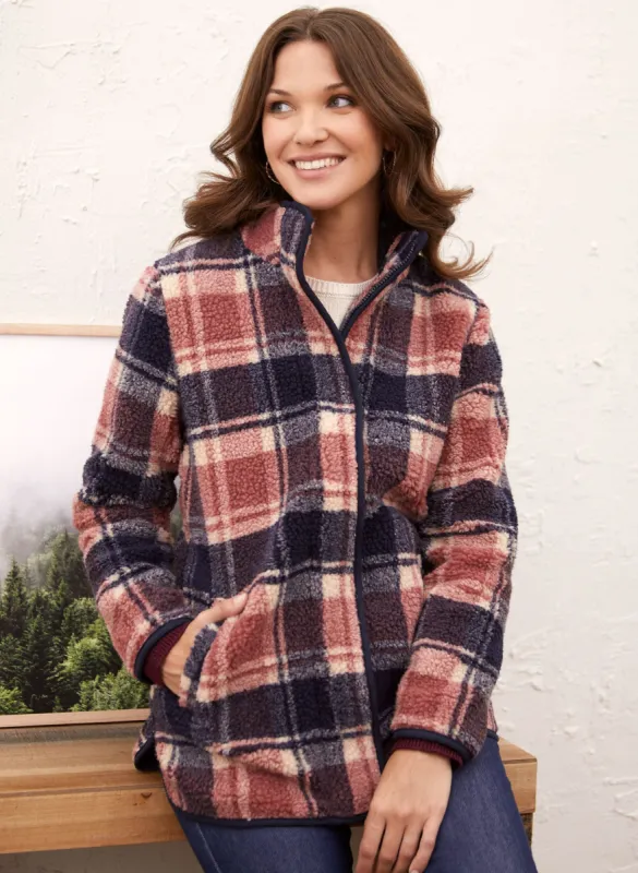 Plaid Fleece Sherpa Jacket sold by Laura