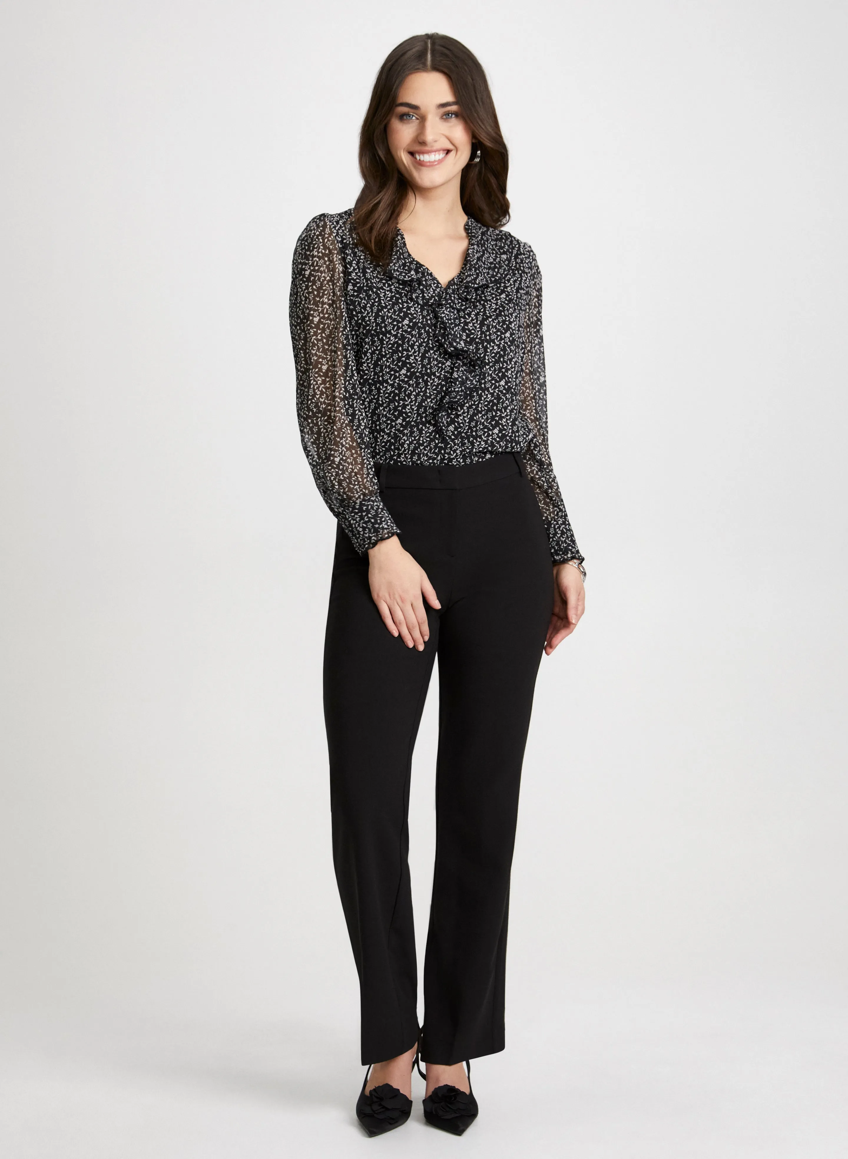 Leaf Print Blouse & Wide Leg Pants sold by Laura