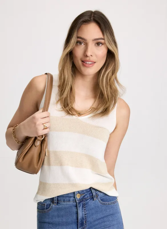 Sleeveless Striped Knit Top sold by Laura