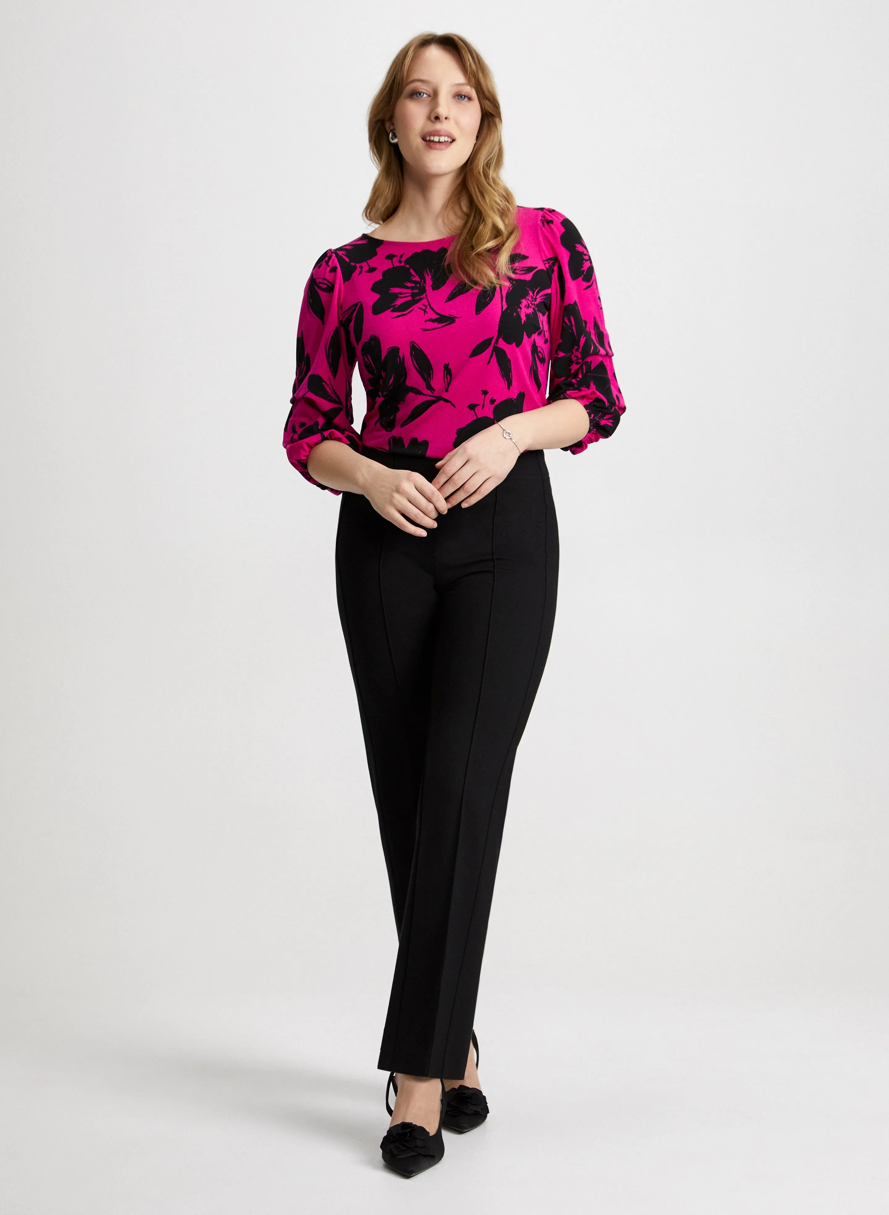 Floral Motif Top & Straight Leg Pants sold by Laura