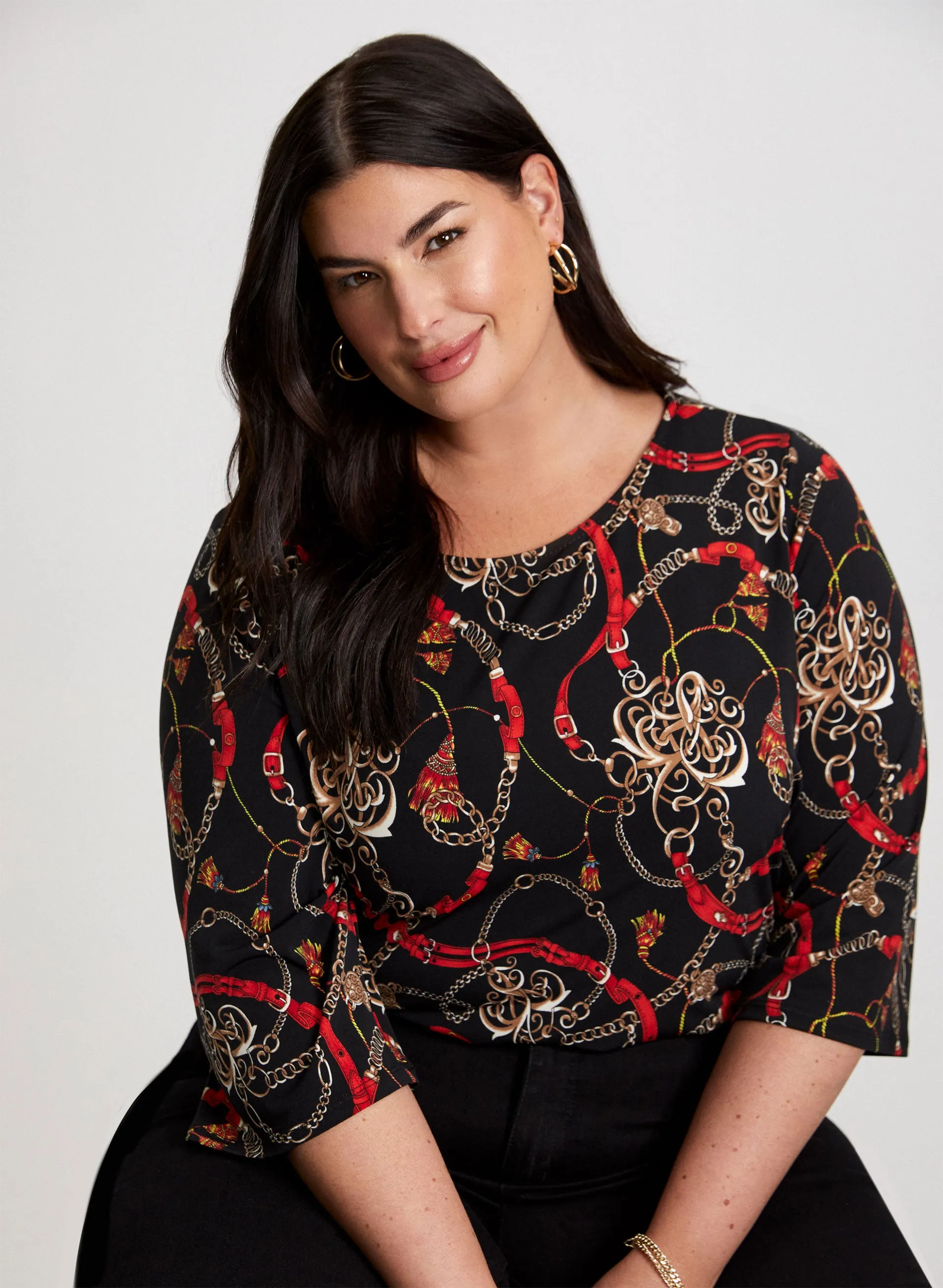 Mixed Print Dolman Sleeve Top sold by Laura