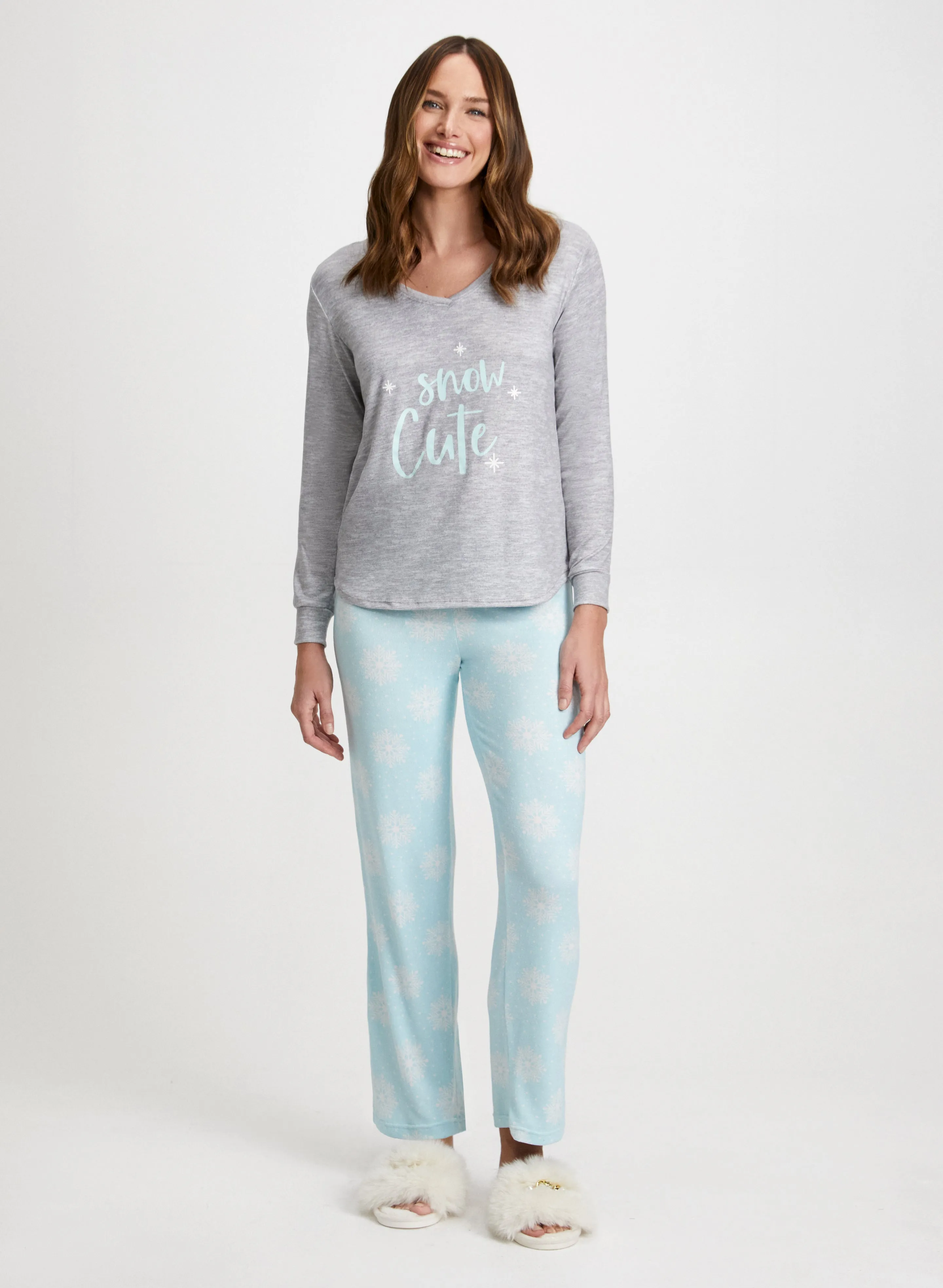 Snowflake Print Pyjama Set sold by Laura