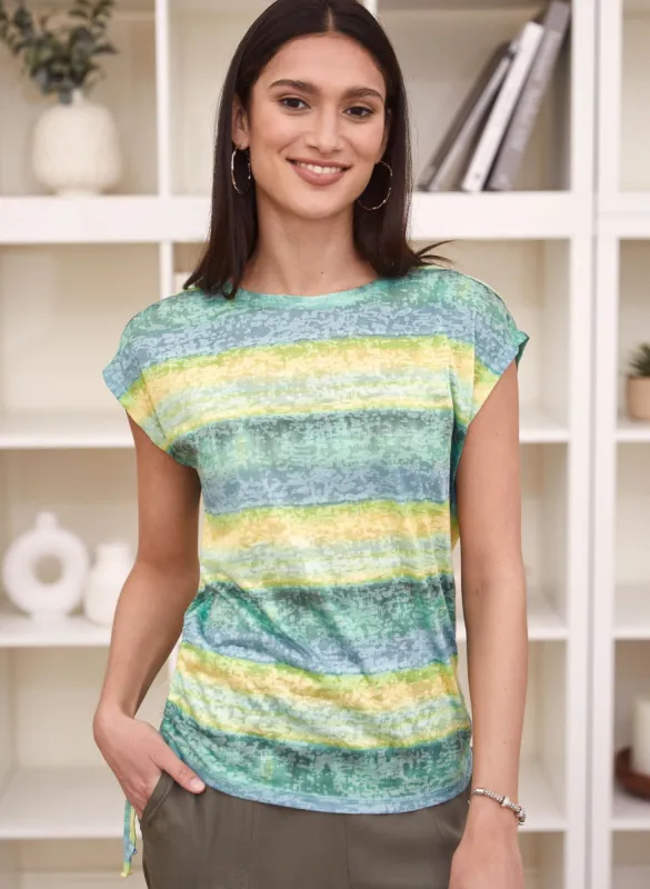 Tie Dye Stripe Drawstring Tee sold by Laura