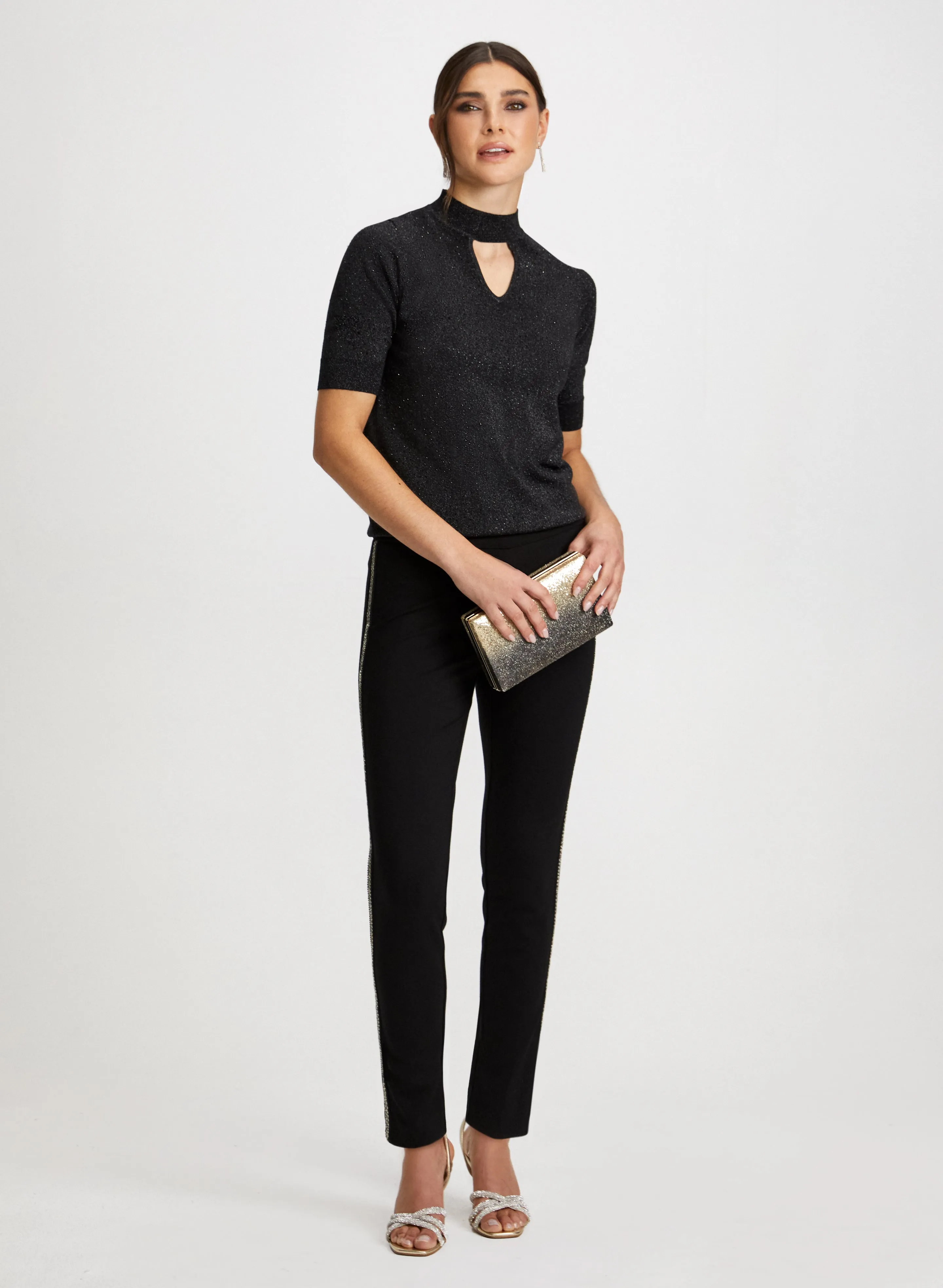 Keyhole Detail Sweater & Striped Pants sold by Laura