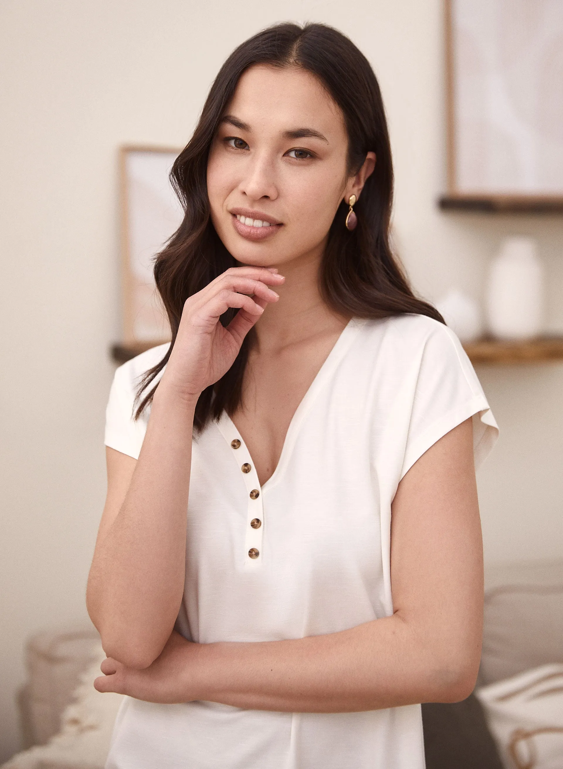 Drop Shoulder Henley Tee sold by Laura product image thumbnail 5