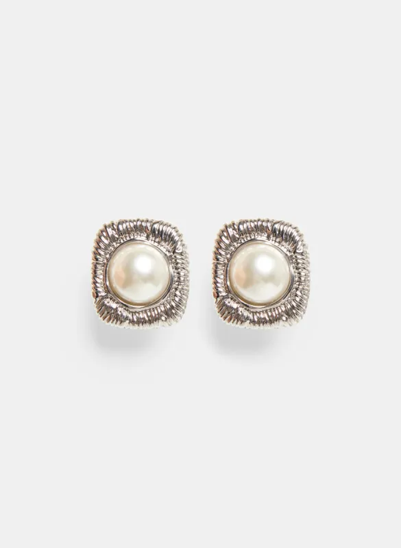 Pearl Centre Button Earrings sold by Laura