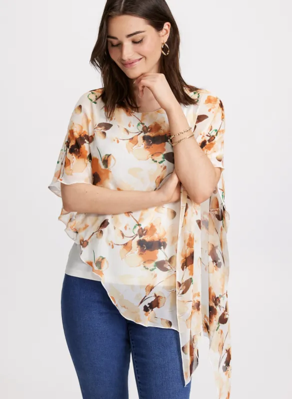 Asymmetric Chiffon Poncho Blouse sold by Laura