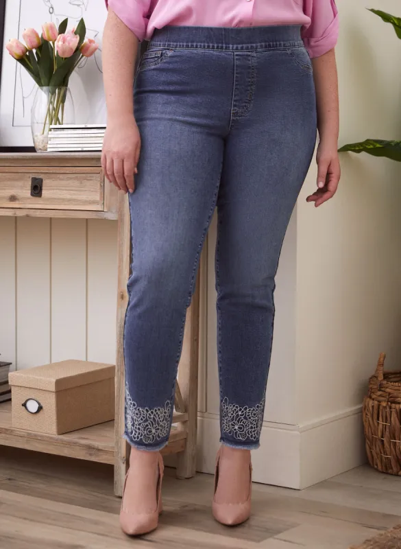 Eyelet Detail Straight Leg Jeans sold by Laura
