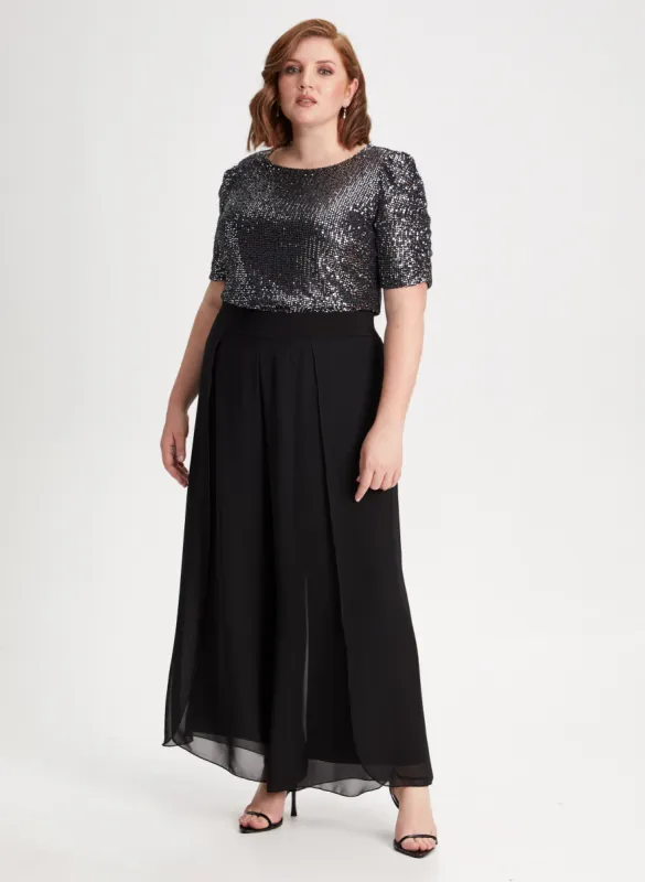 Sequin Top & Wide Leg Chiffon Pants sold by Laura