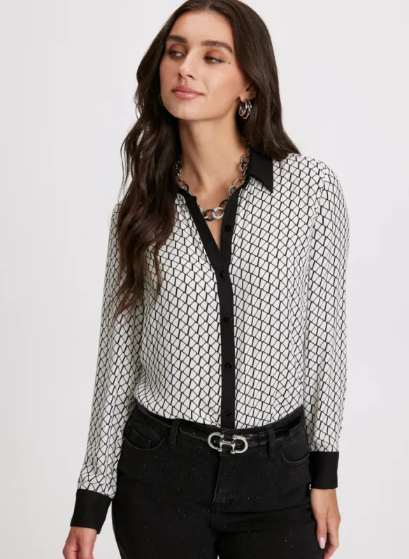 Long Sleeve Geometric Print Blouse sold by Laura