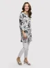 Floral Linen-Blend Tunic Blouse & Embroidered Hem Pull-On Pants sold by Laura