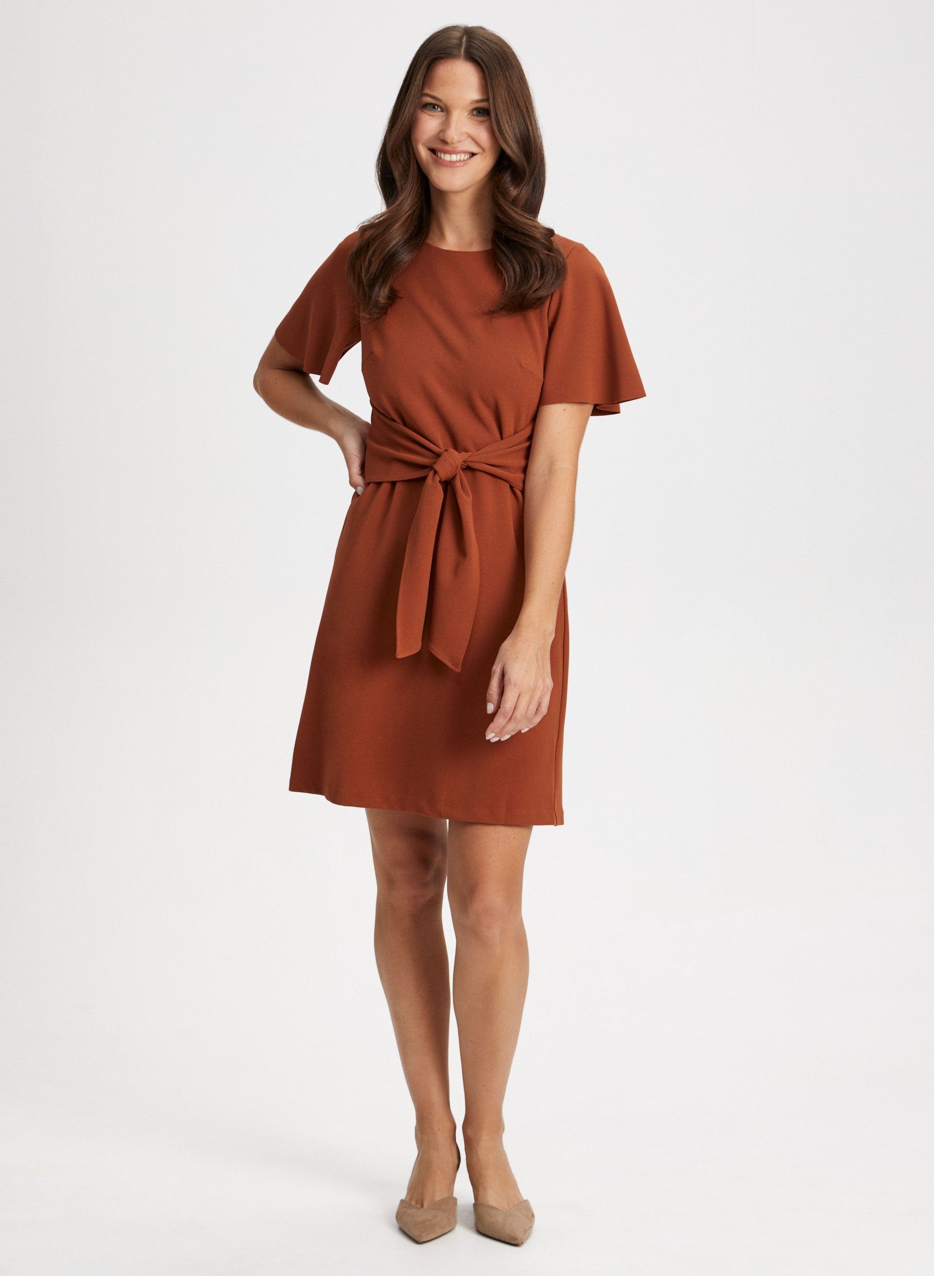 Flutter Sleeve Tie Waist Dress sold by Laura