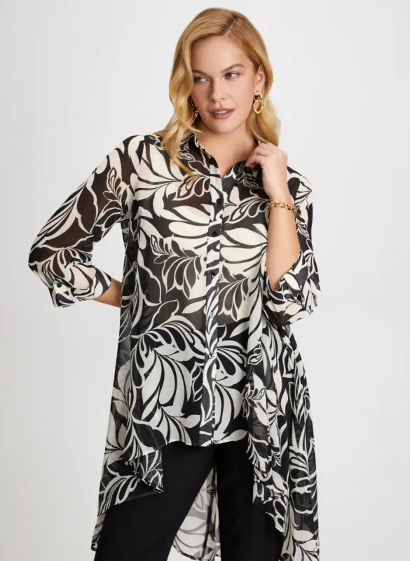 Asymmetric Leaf Print Tunic Blouse sold by Laura