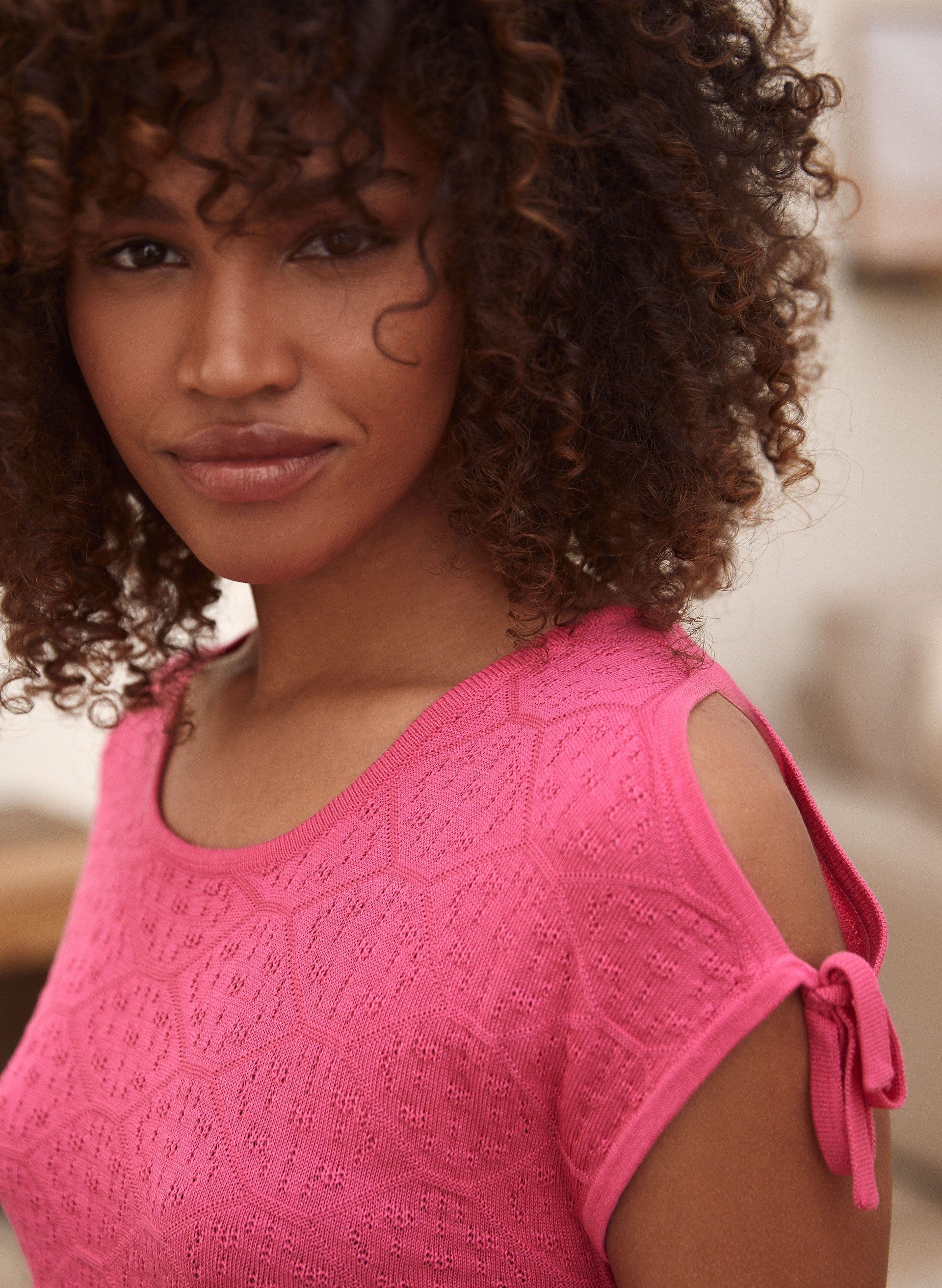 Knot Detail Pointelle Sweater sold by Laura