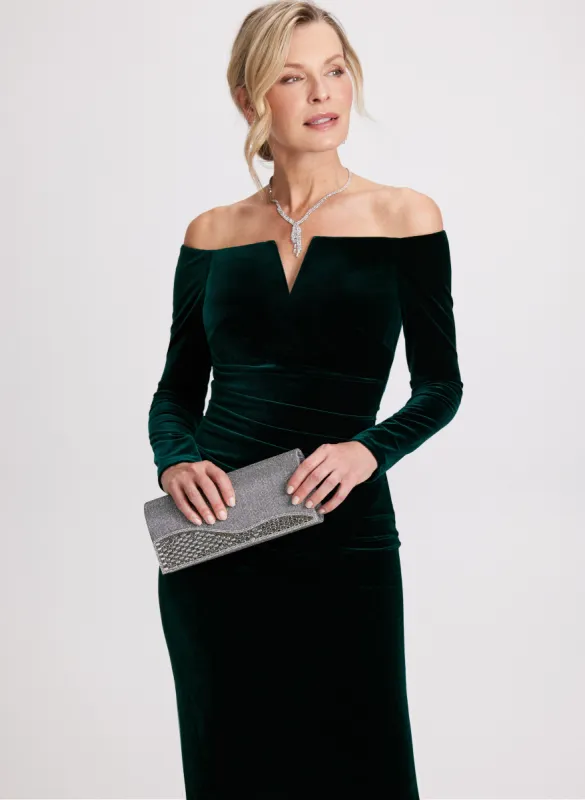 Off-The-Shoulder Short Velvet Dress sold by Laura