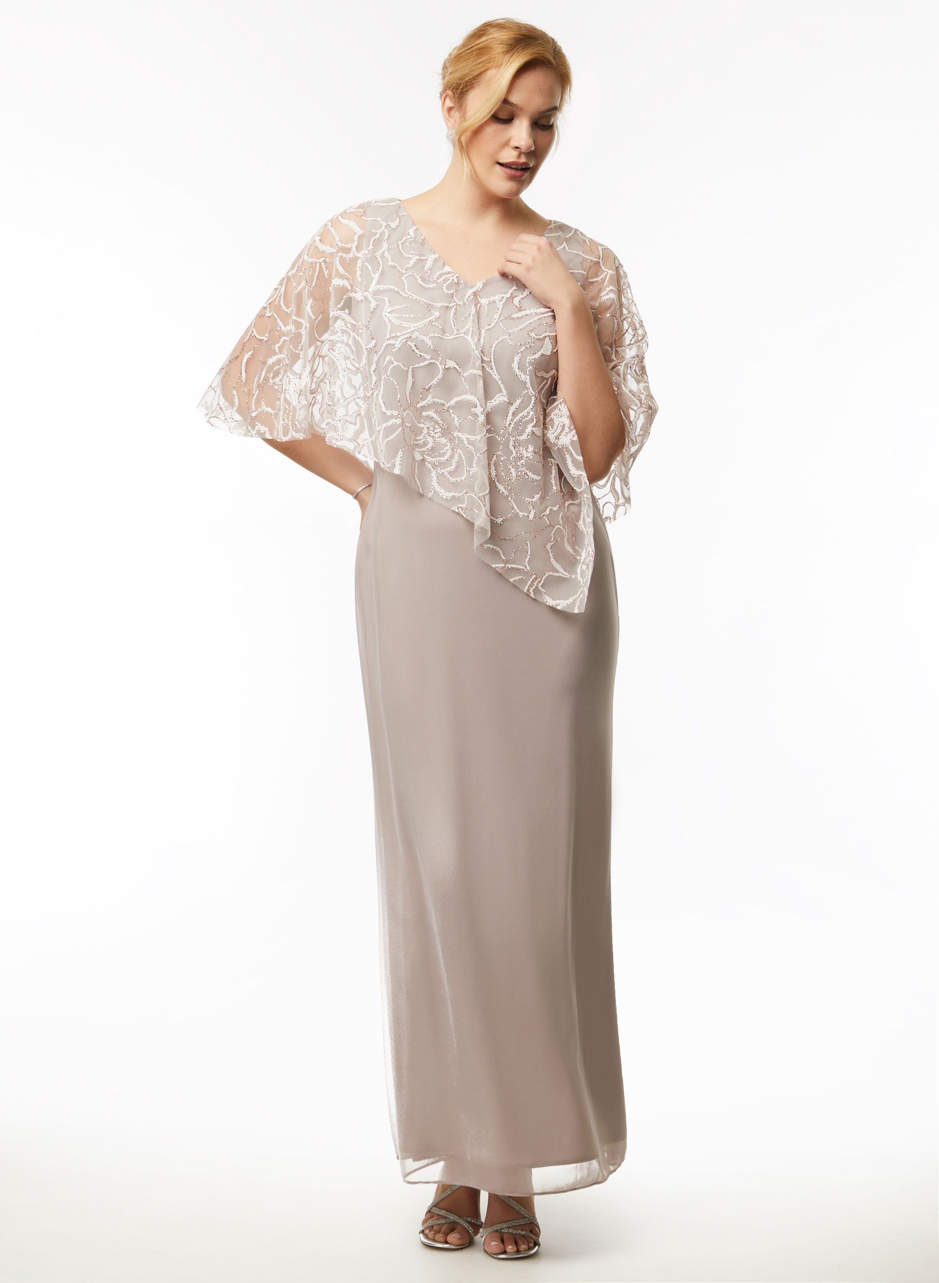 Floral Detail Asymmetric Poncho Dress sold by Laura