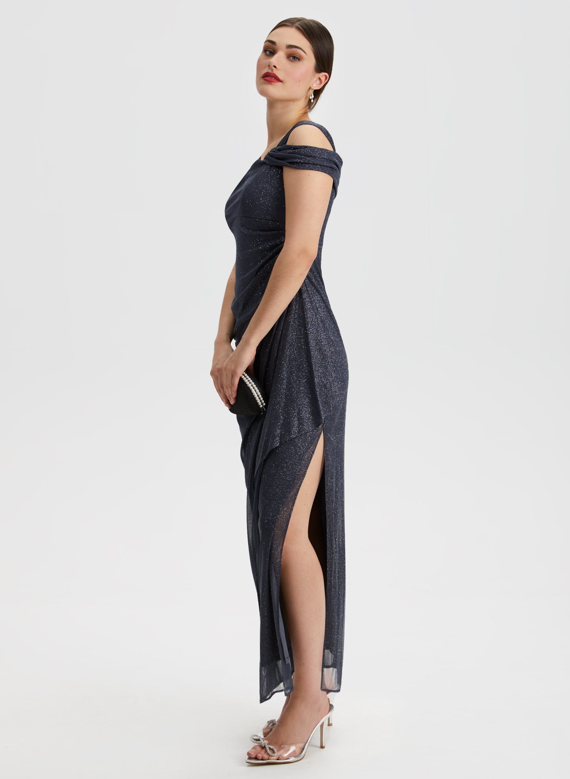 Bardot Neck Glitter Dress sold by Laura product image thumbnail 3