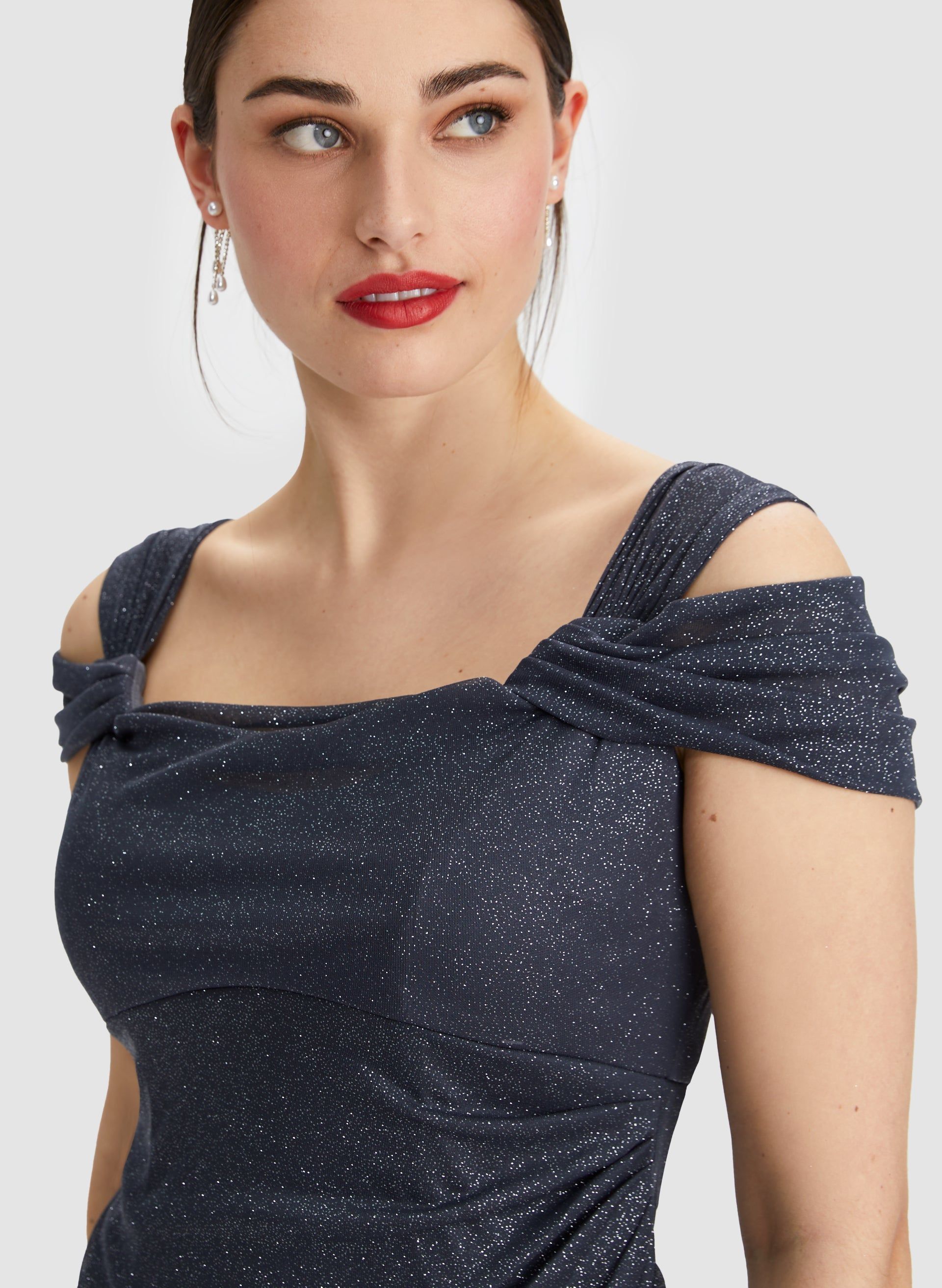 Bardot Neck Glitter Dress sold by Laura product image thumbnail 4