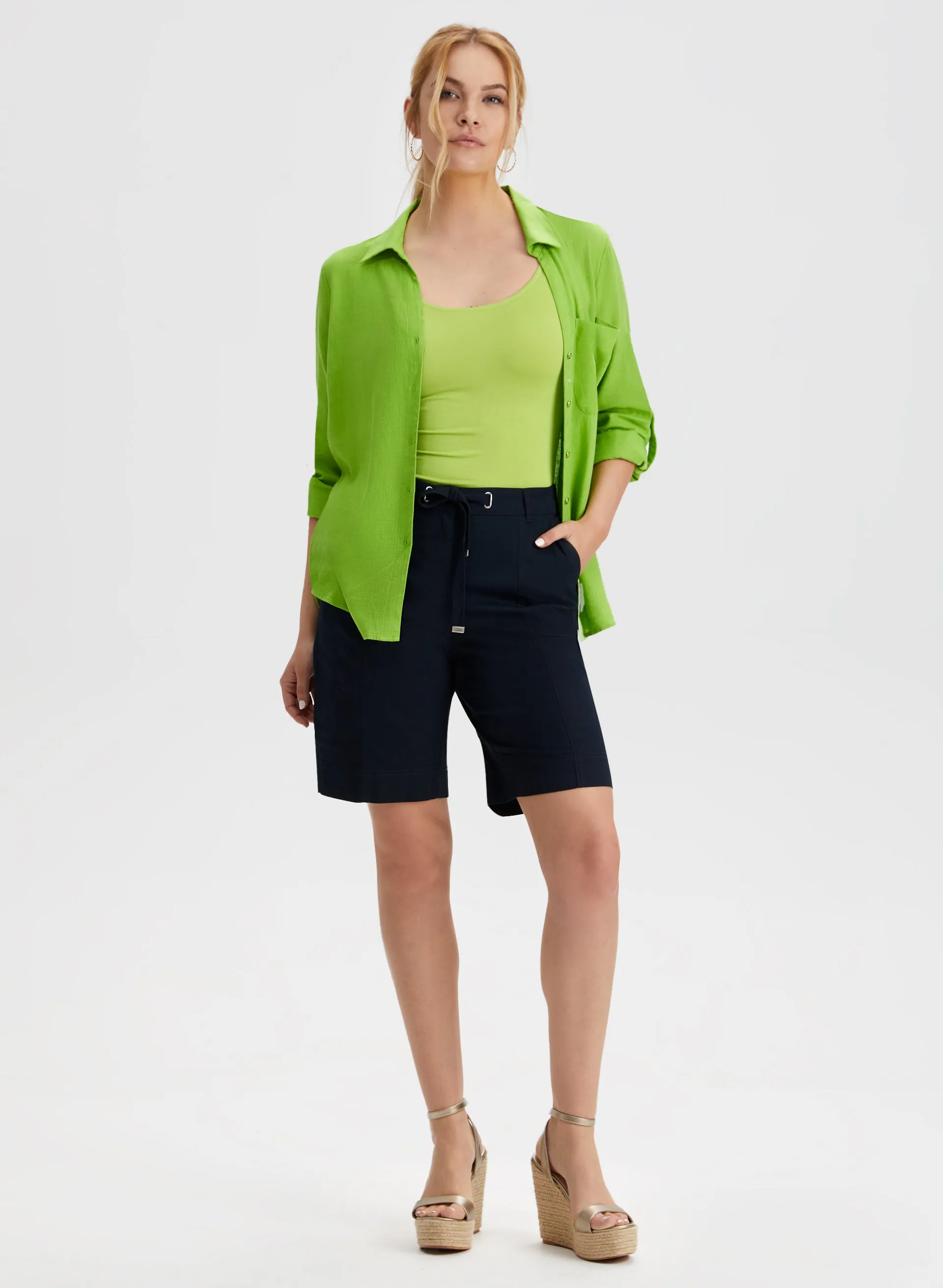 Roll-Up Sleeve Linen-Blend Blouse sold by Laura product image thumbnail 3