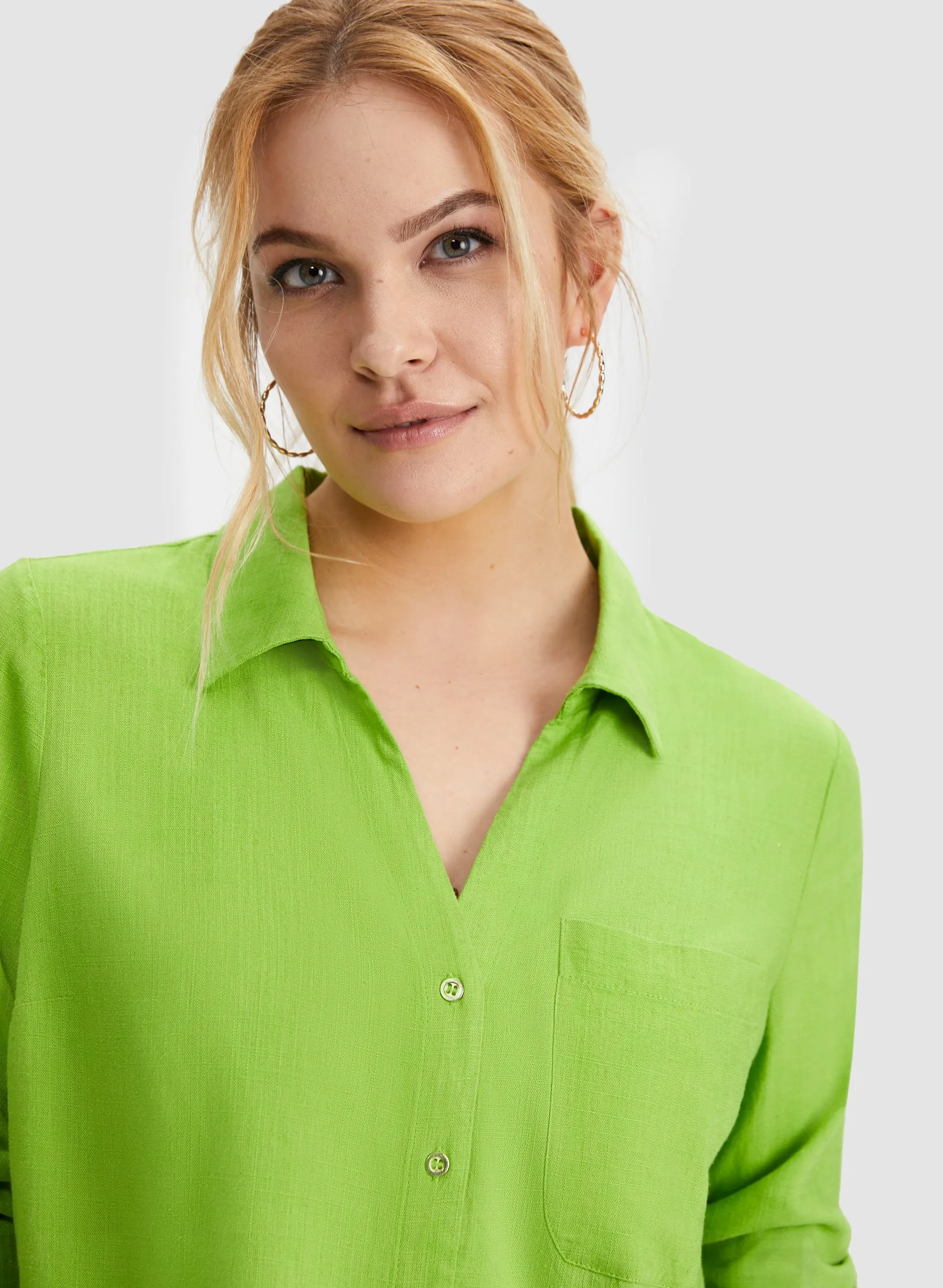 Roll-Up Sleeve Linen-Blend Blouse sold by Laura product image thumbnail 2