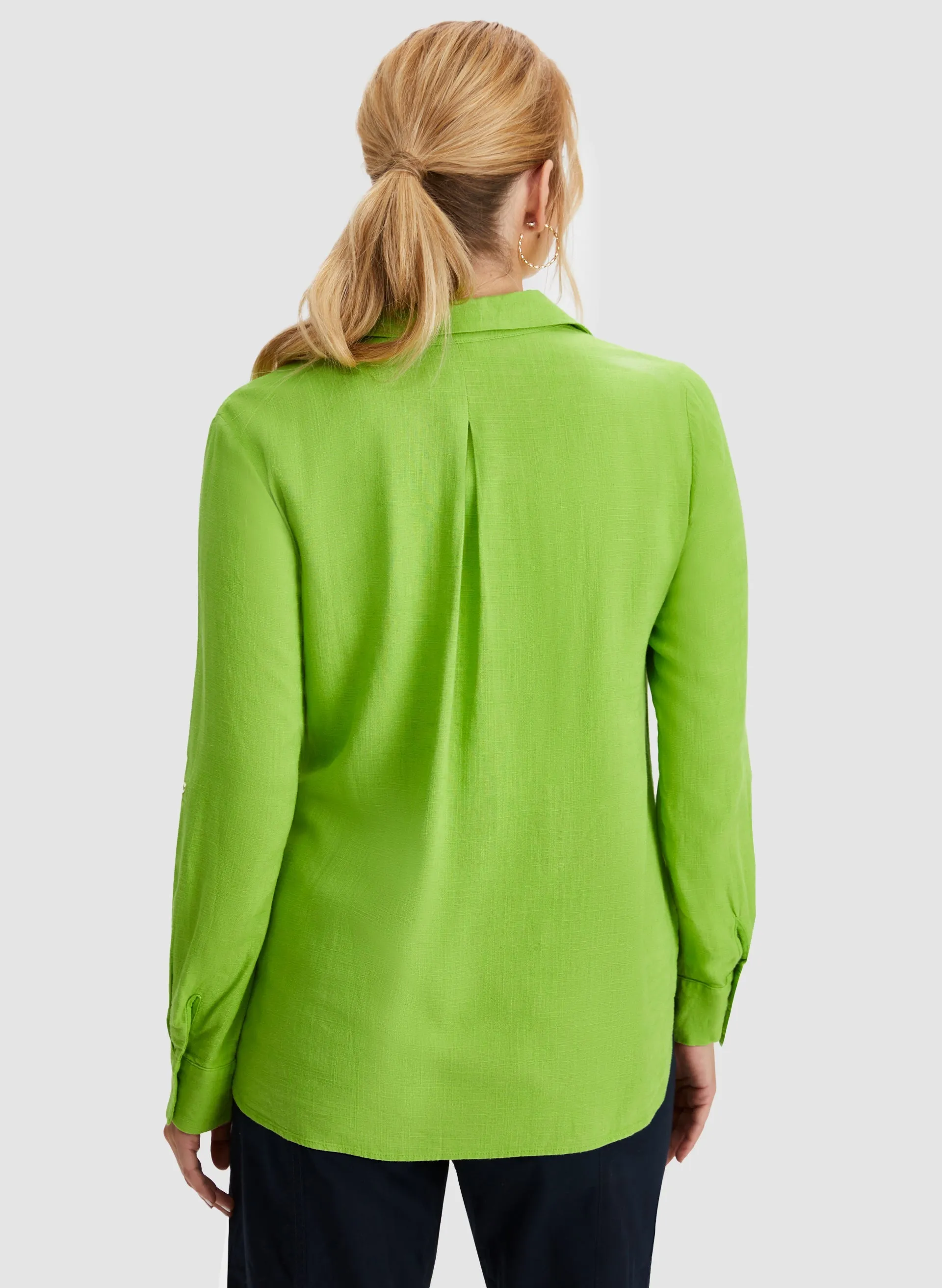 Roll-Up Sleeve Linen-Blend Blouse sold by Laura product image thumbnail 4