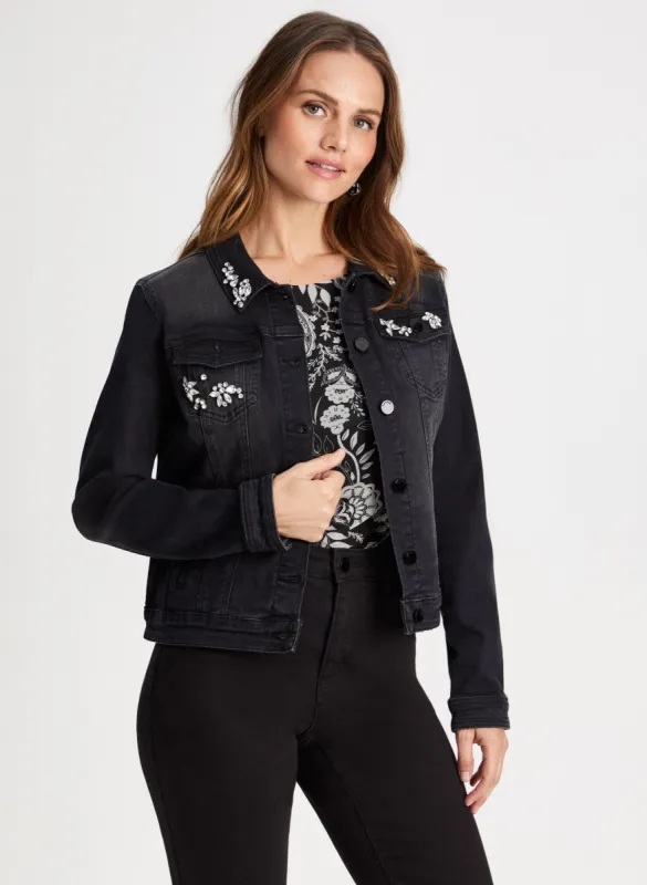 Jewel Trim Denim Jacket sold by Laura