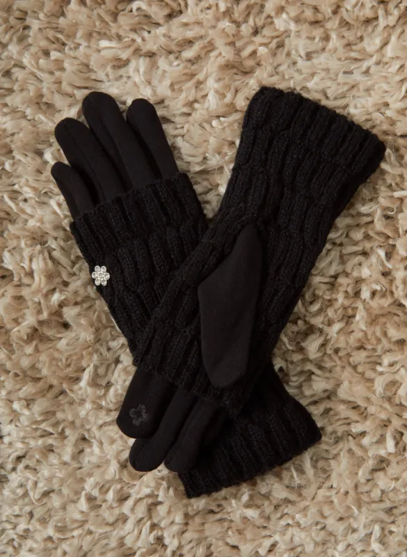 Stone Detail Knit Gloves sold by Laura