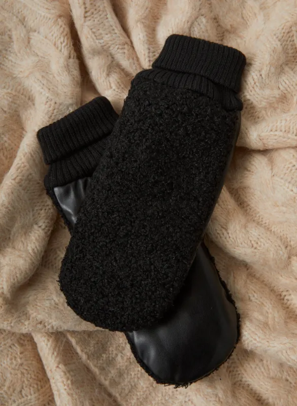 Vegan Leather & Sherpa Mitts sold by Laura