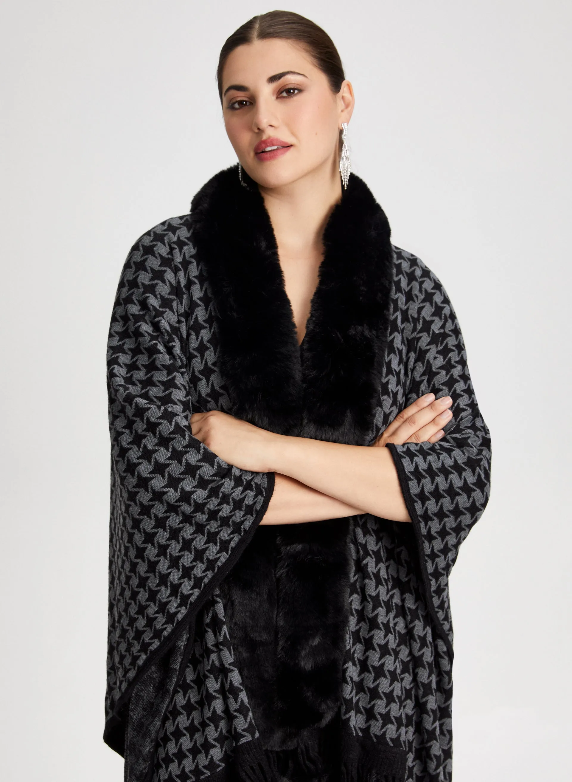 Faux-Fur Trim & Pompom Wrap sold by Laura product image thumbnail 4