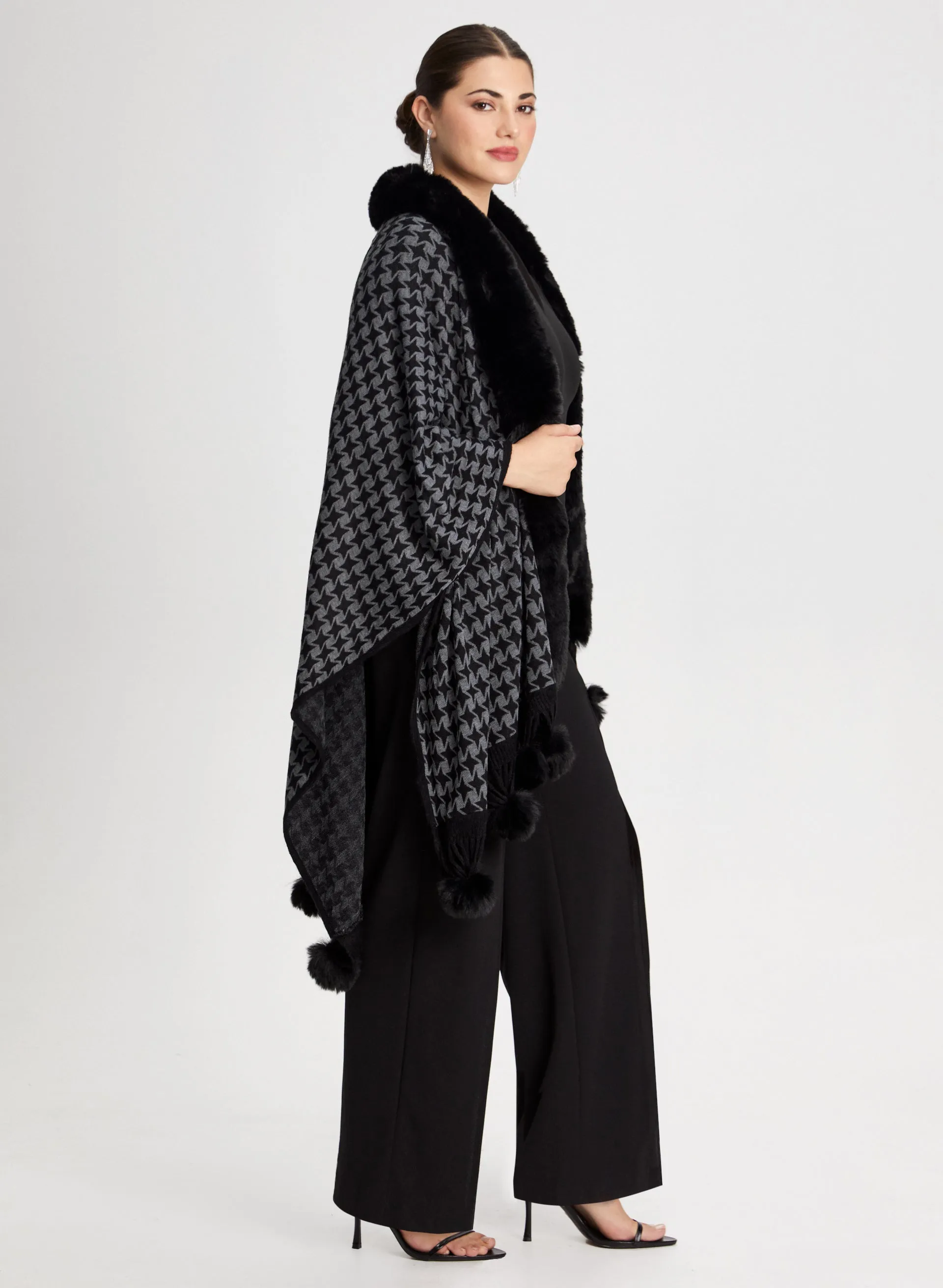 Faux-Fur Trim & Pompom Wrap sold by Laura product image thumbnail 3