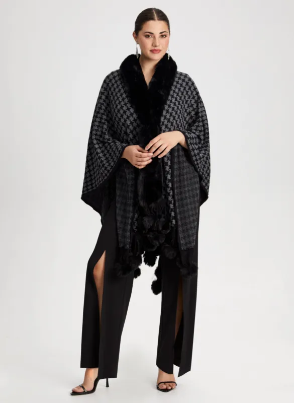 Faux-Fur Trim & Pompom Wrap sold by Laura