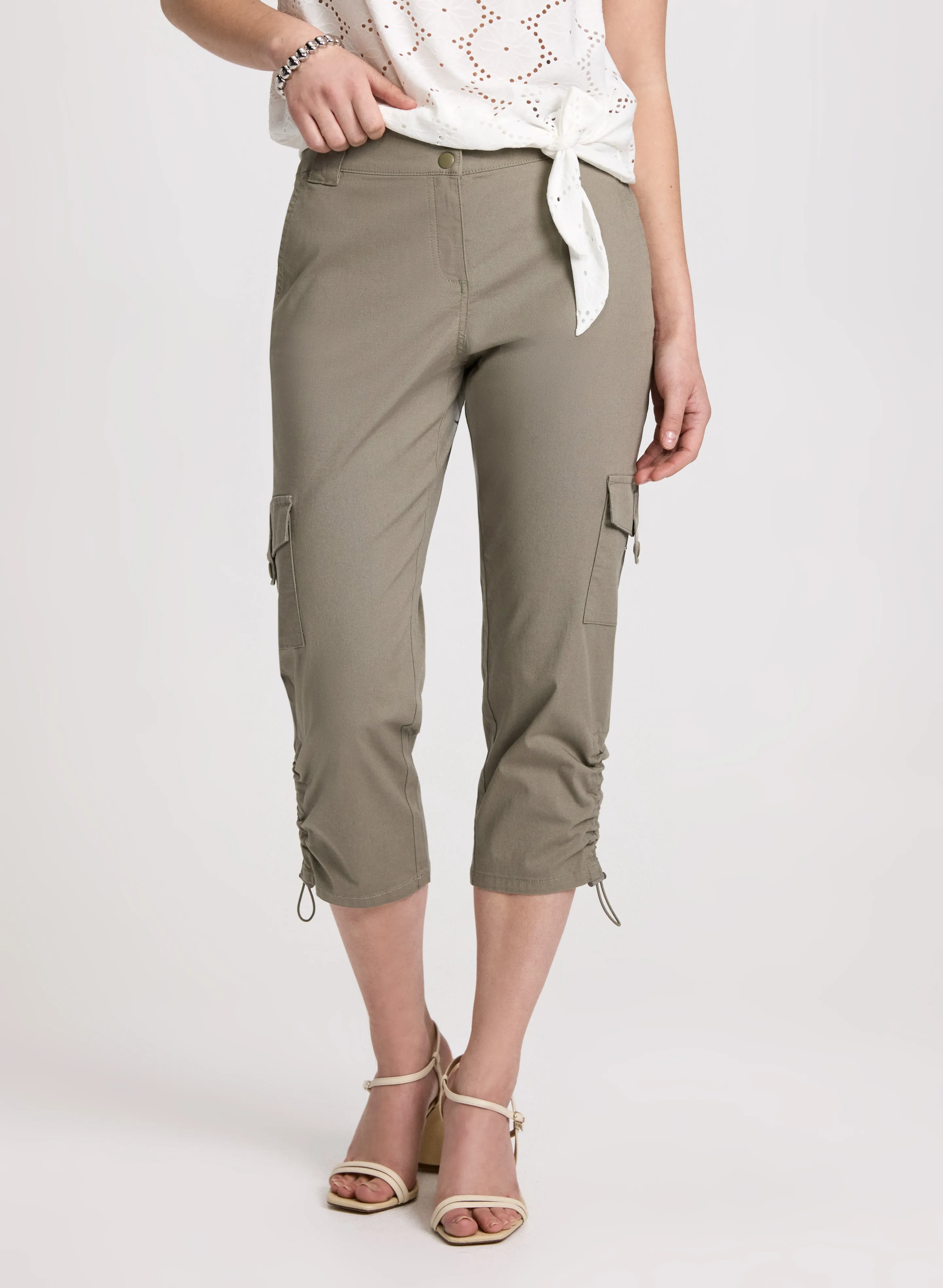 Cropped Drawstring Hem Cargo Pants sold by Laura