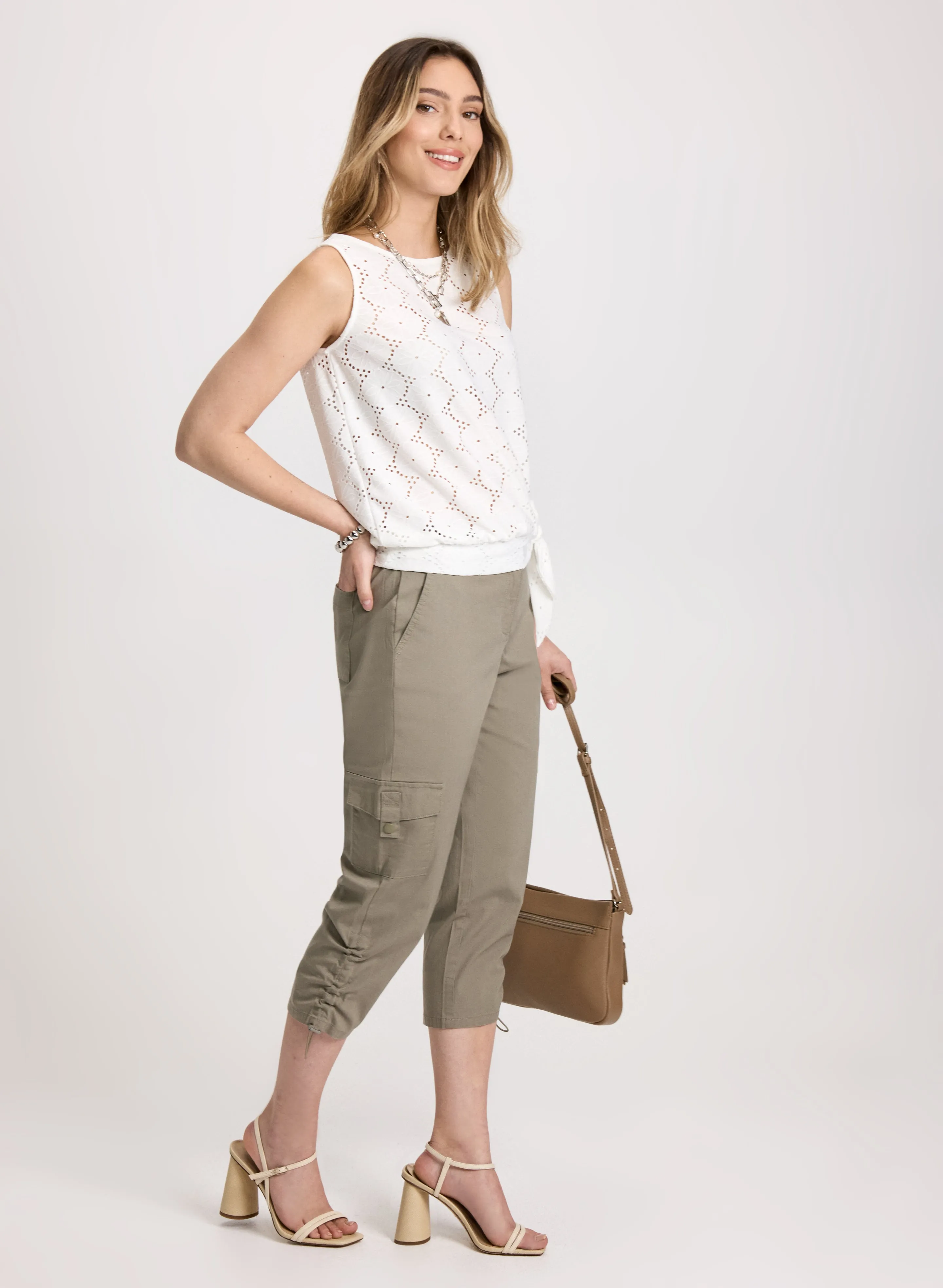 Cropped Drawstring Hem Cargo Pants sold by Laura product image thumbnail 4
