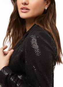 Notched Collar Sequin Jacket sold by Laura