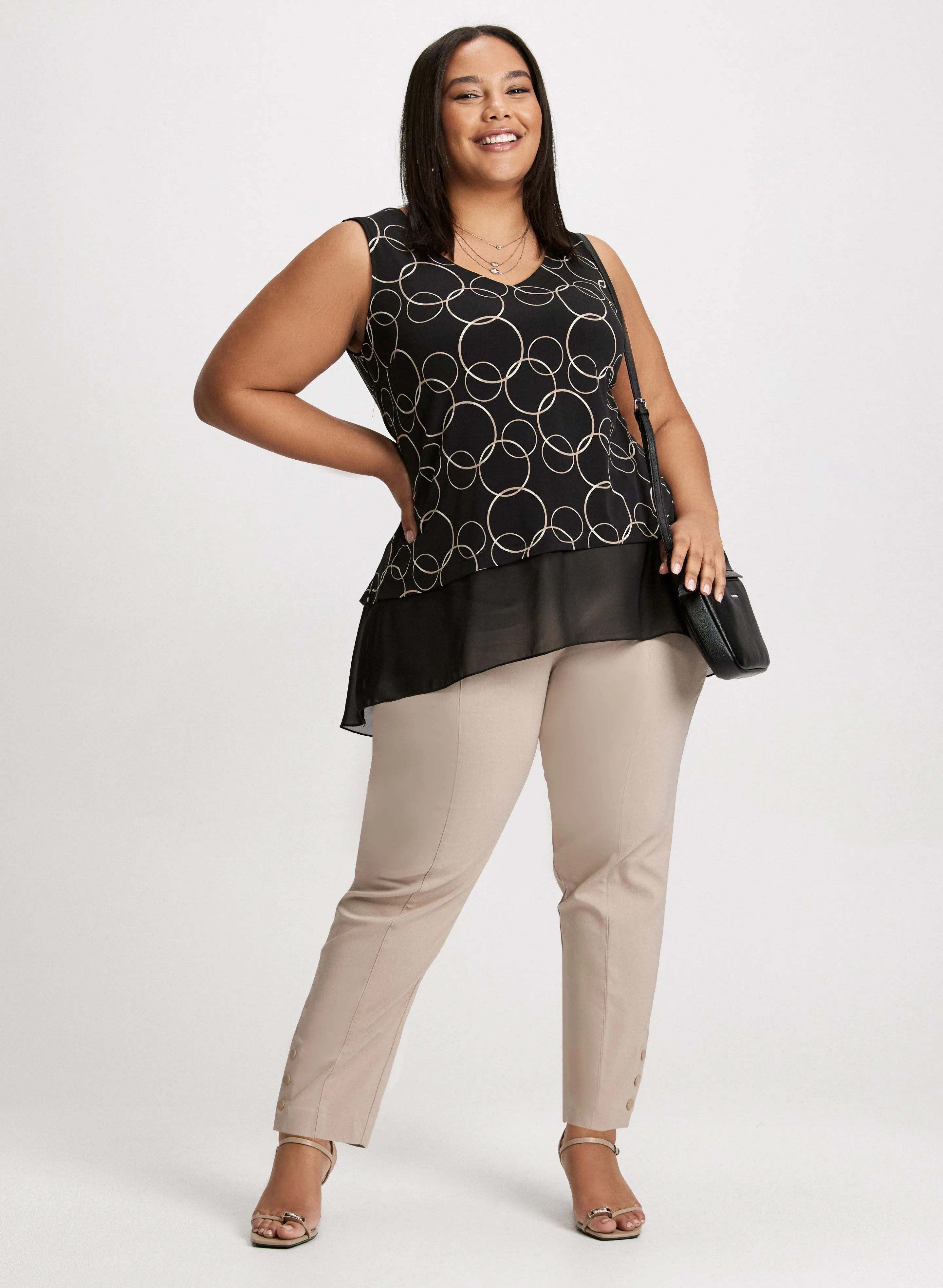Chiffon Ruffle V-Neck Tunic & Pull-On Bengaline Pants sold by Laura