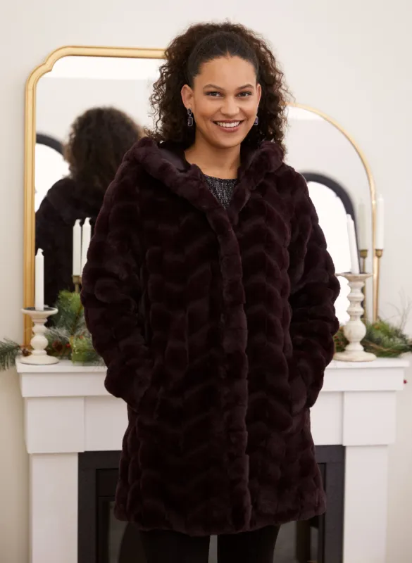 Patterned Faux Fur Coat sold by Laura